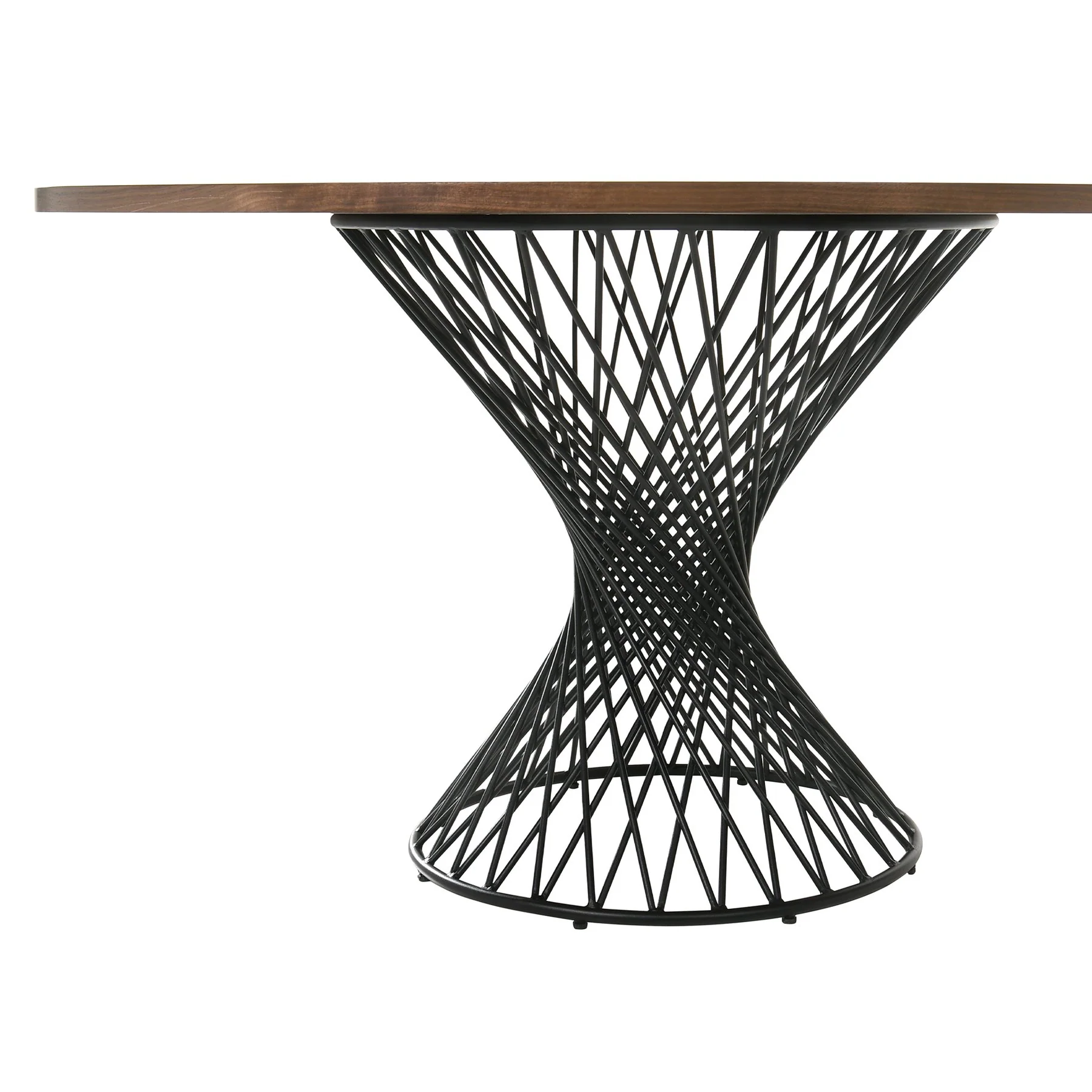 Cirque 54" Round Walnut Wood and Metal Pedestal Dining Table - Image 2