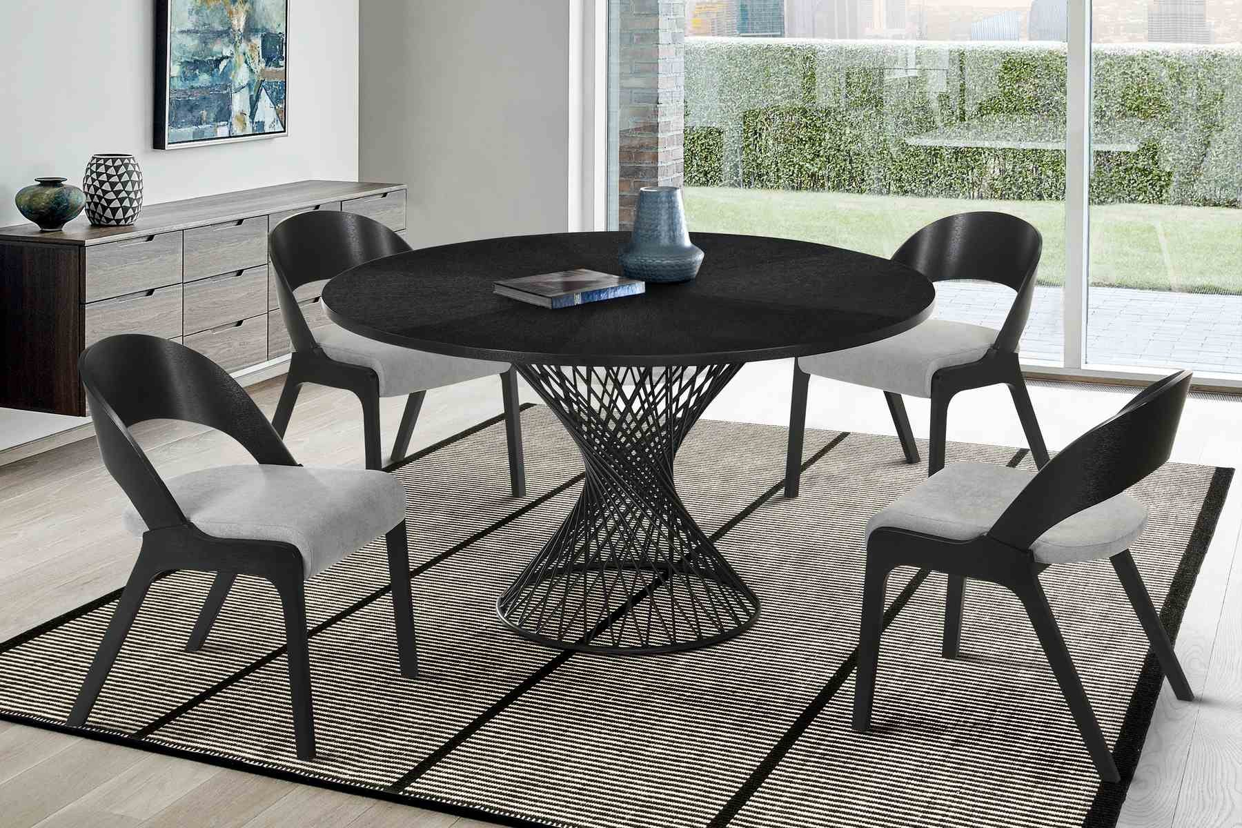 Cirque and Polly 5 Piece Black Round Dining Set - Image 8