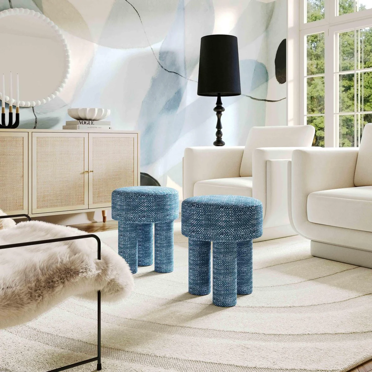 Claire Teal Knubby Stool - Image 2