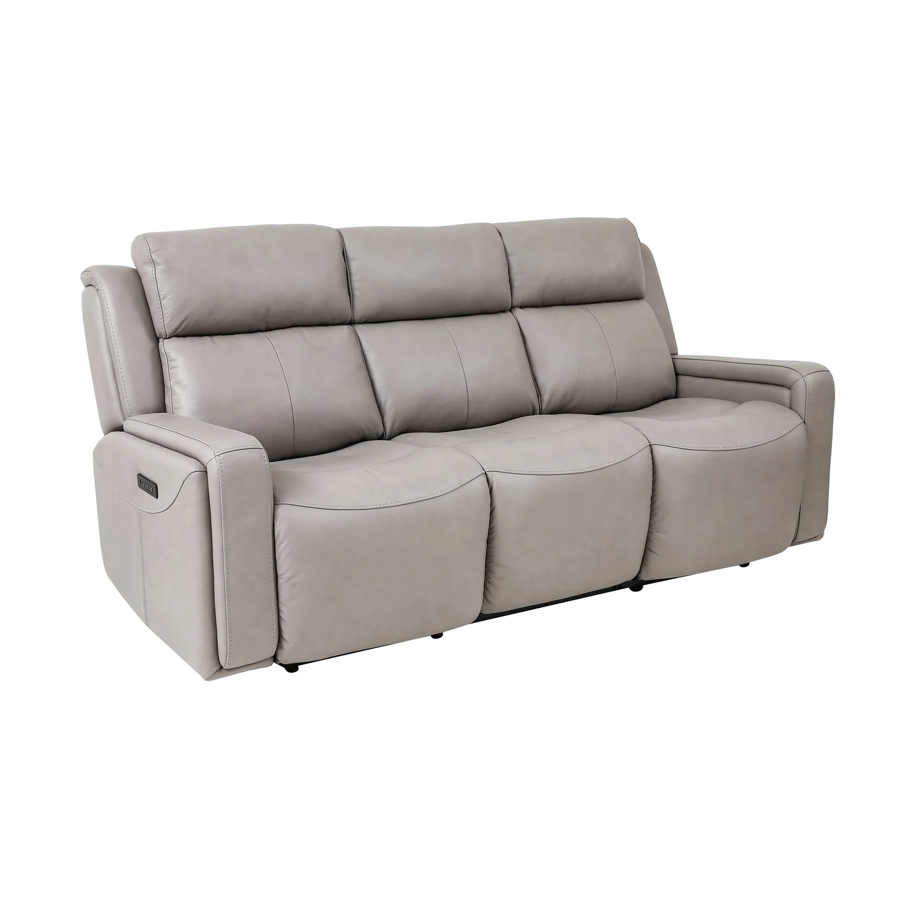 Claude Dual Power Headrest and Lumbar Support Reclining Sofa in Light Gray Genuine Leather - Image 2