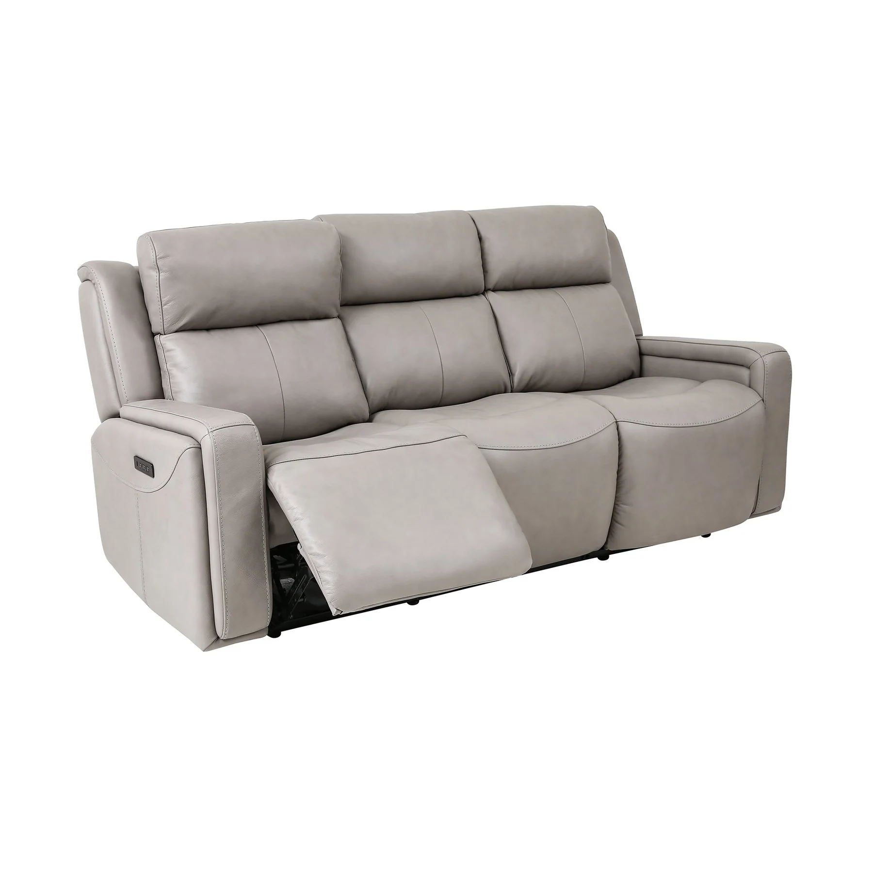 Claude Dual Power Headrest and Lumbar Support Reclining Sofa in Light Gray Genuine Leather - Image 3
