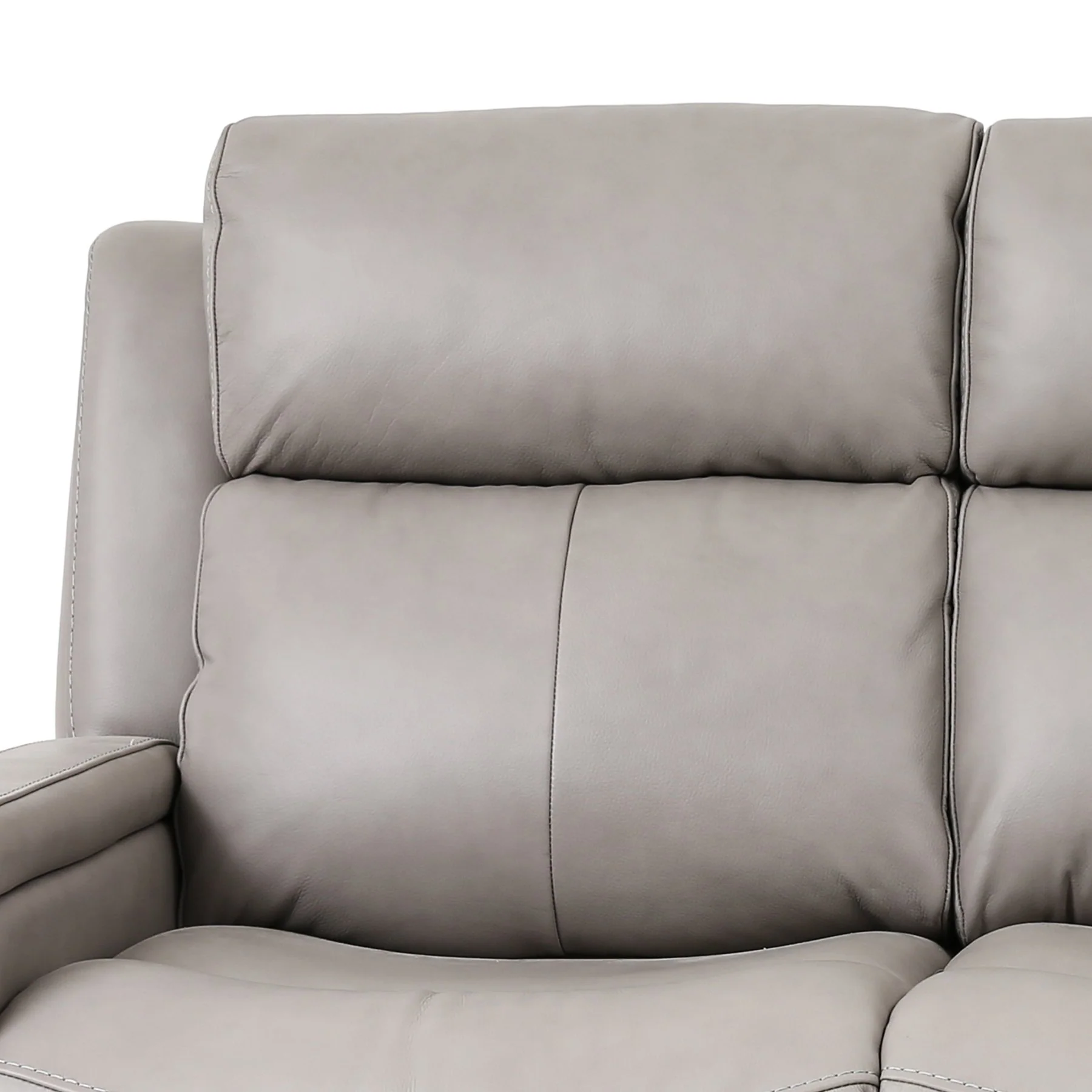 Claude Dual Power Headrest and Lumbar Support Reclining Sofa in Light Gray Genuine Leather - Image 4