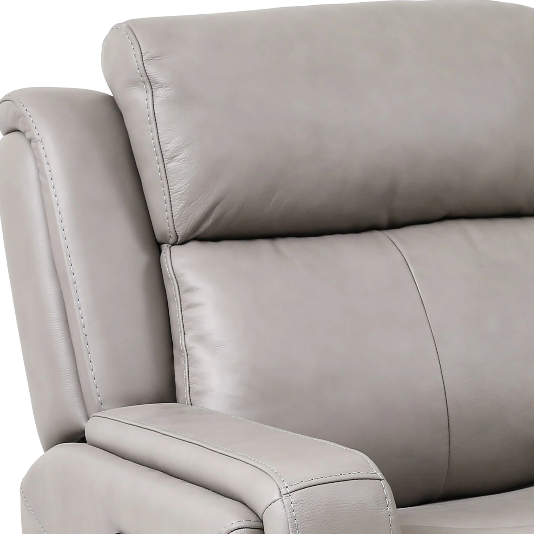 Claude Dual Power Headrest and Lumbar Support Reclining Sofa in Light Gray Genuine Leather - Image 5