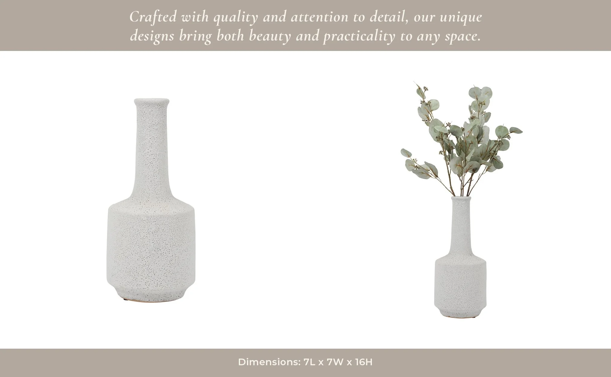 Clay, 16" Volcanic Texture Vase, White - Image 14