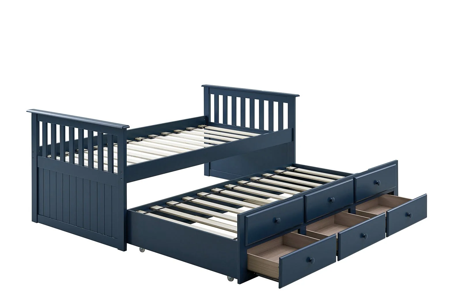 Clemens Twin Captain Bed w/ Trundle, Midnight Blue - Image 3