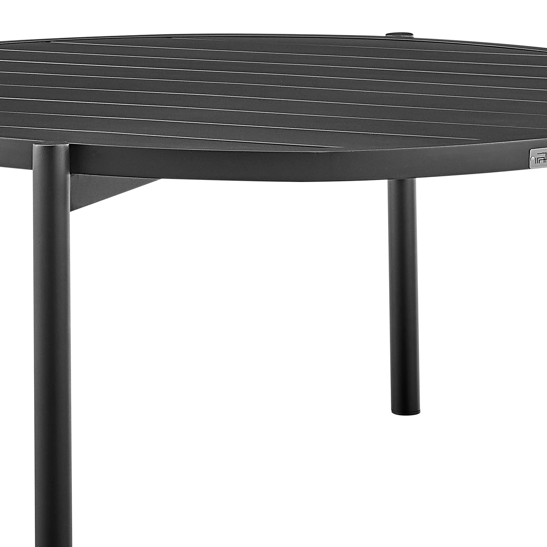 Clementine Outdoor Patio Round Coffee Table in Black Aluminum - Image 2