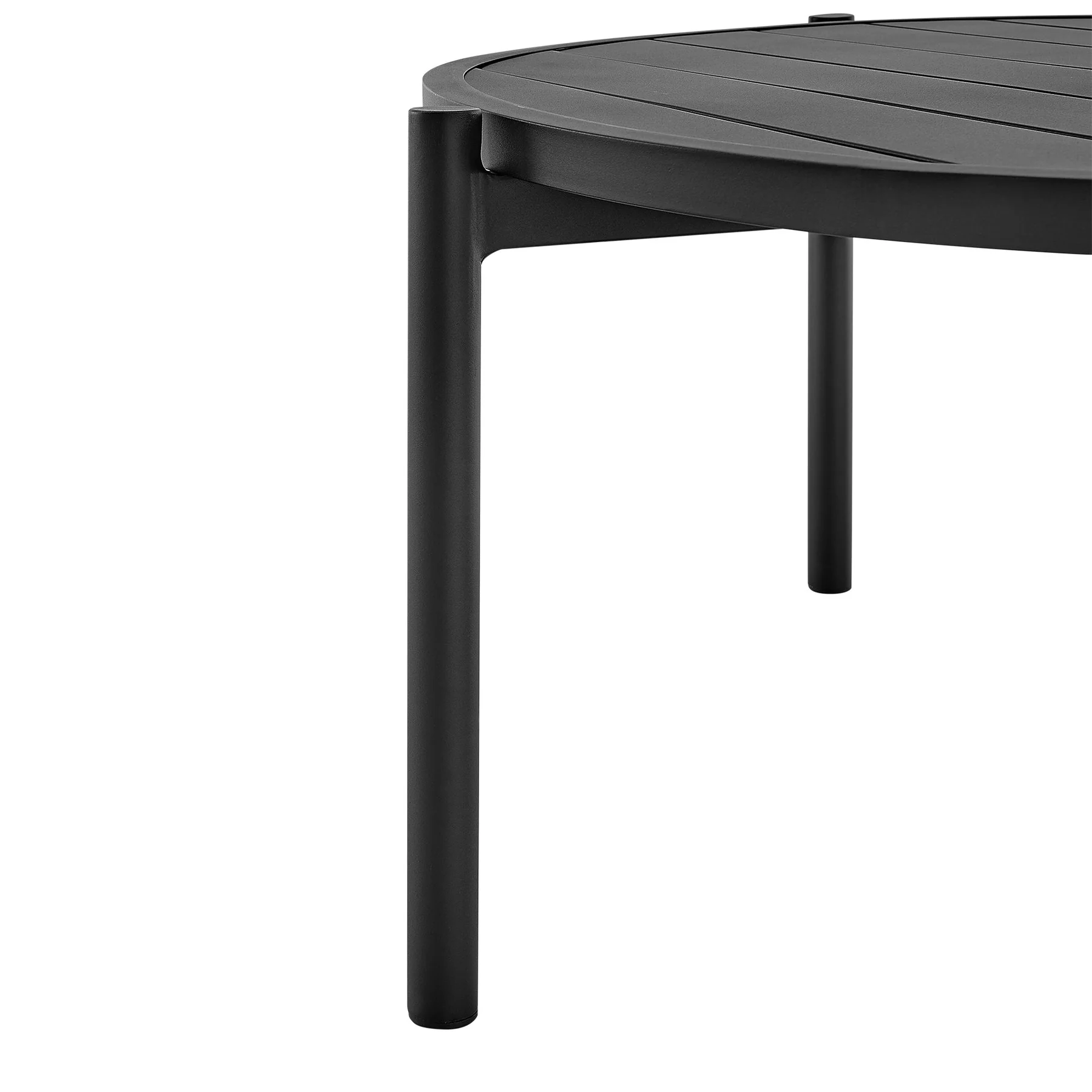 Clementine Outdoor Patio Round Coffee Table in Black Aluminum - Image 3
