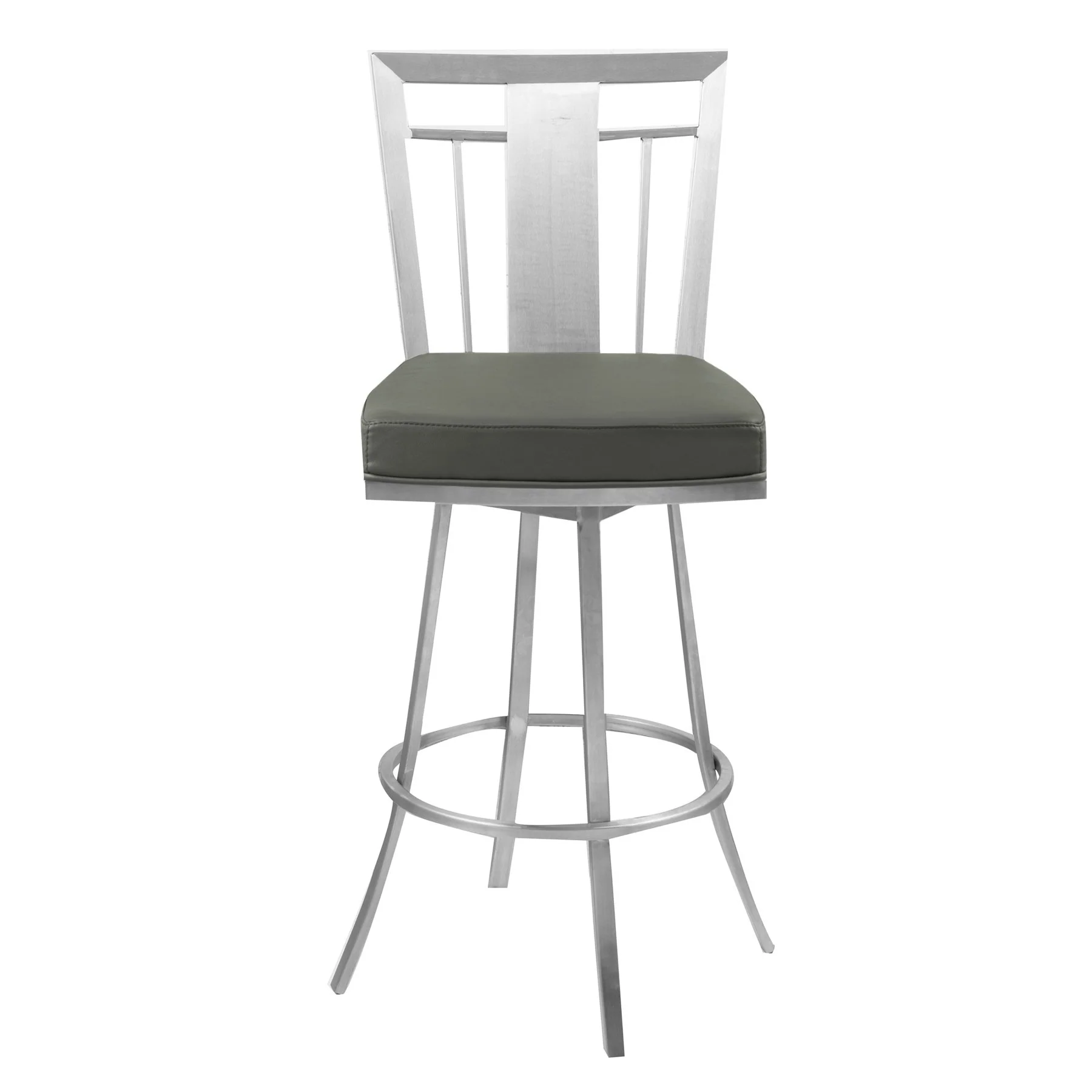 Cleo 26" Modern Swivel Barstool In Gray and Stainless Steel - Image 2