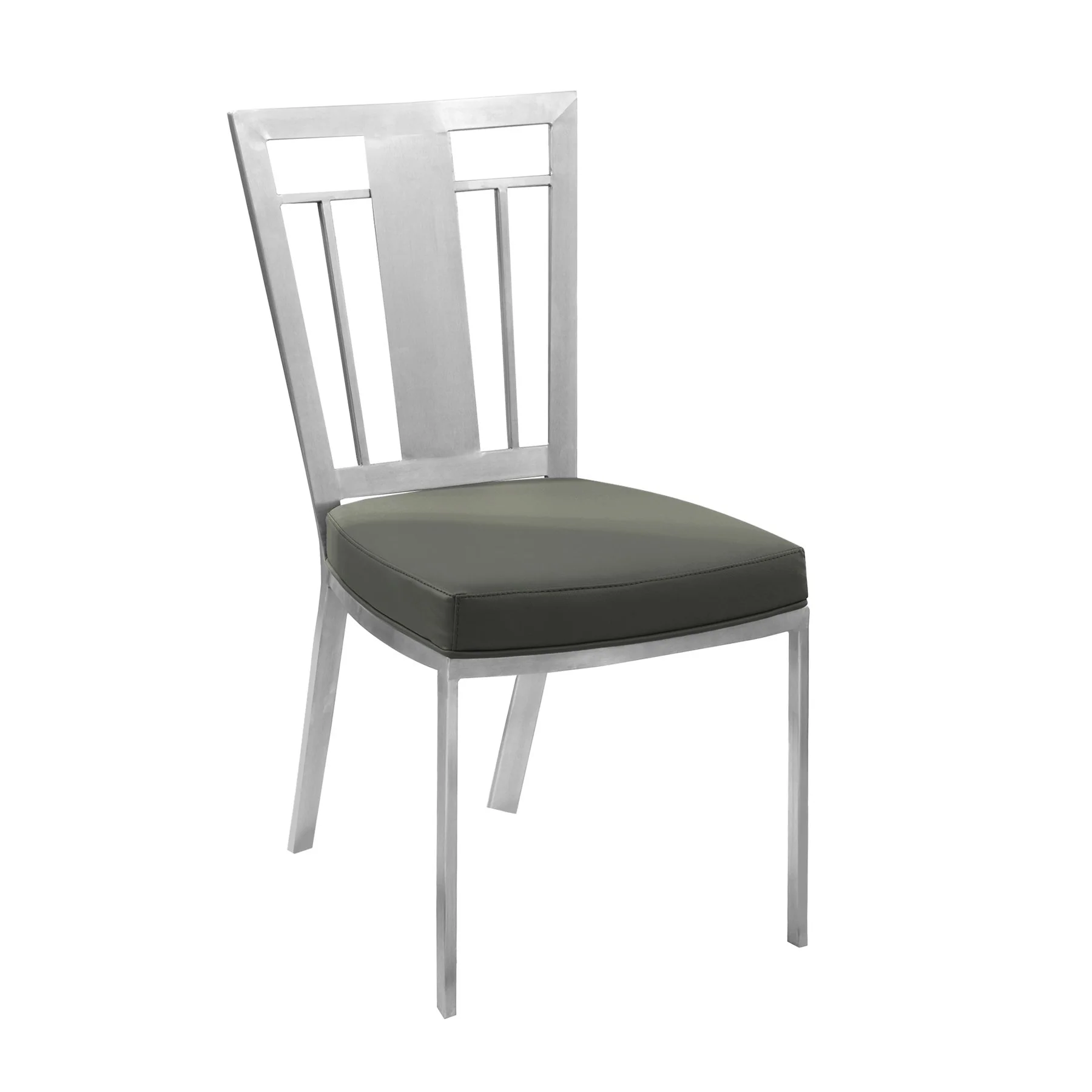 Cleo Contemporary Dining Chair In Gray and Stainless Steel - Set of 2 - Image 2