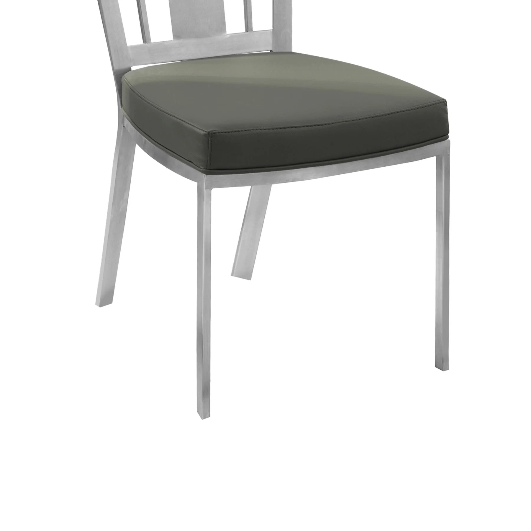 Cleo Contemporary Dining Chair In Gray and Stainless Steel - Set of 2 - Image 5
