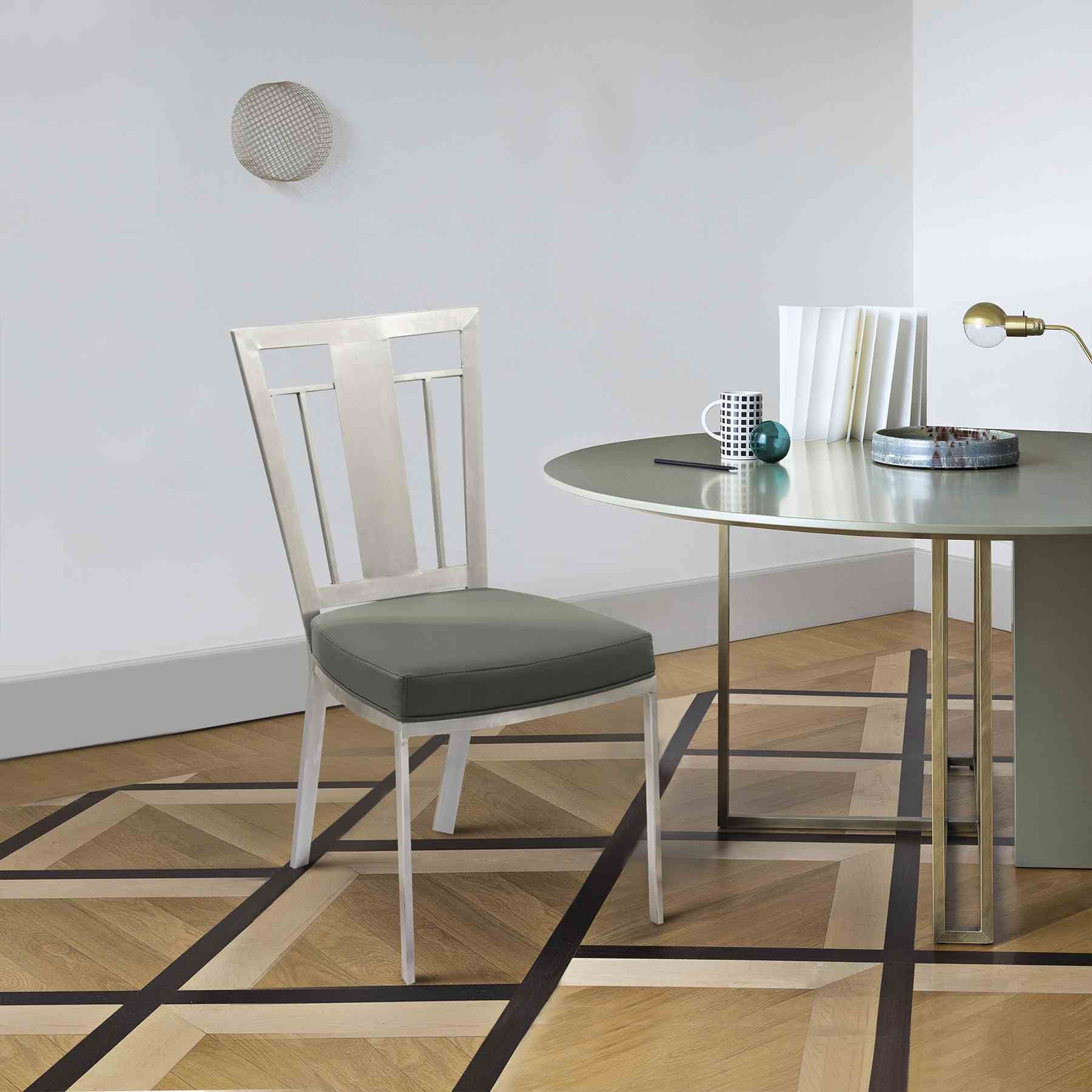 Cleo Contemporary Dining Chair In Gray and Stainless Steel - Set of 2 - Image 6