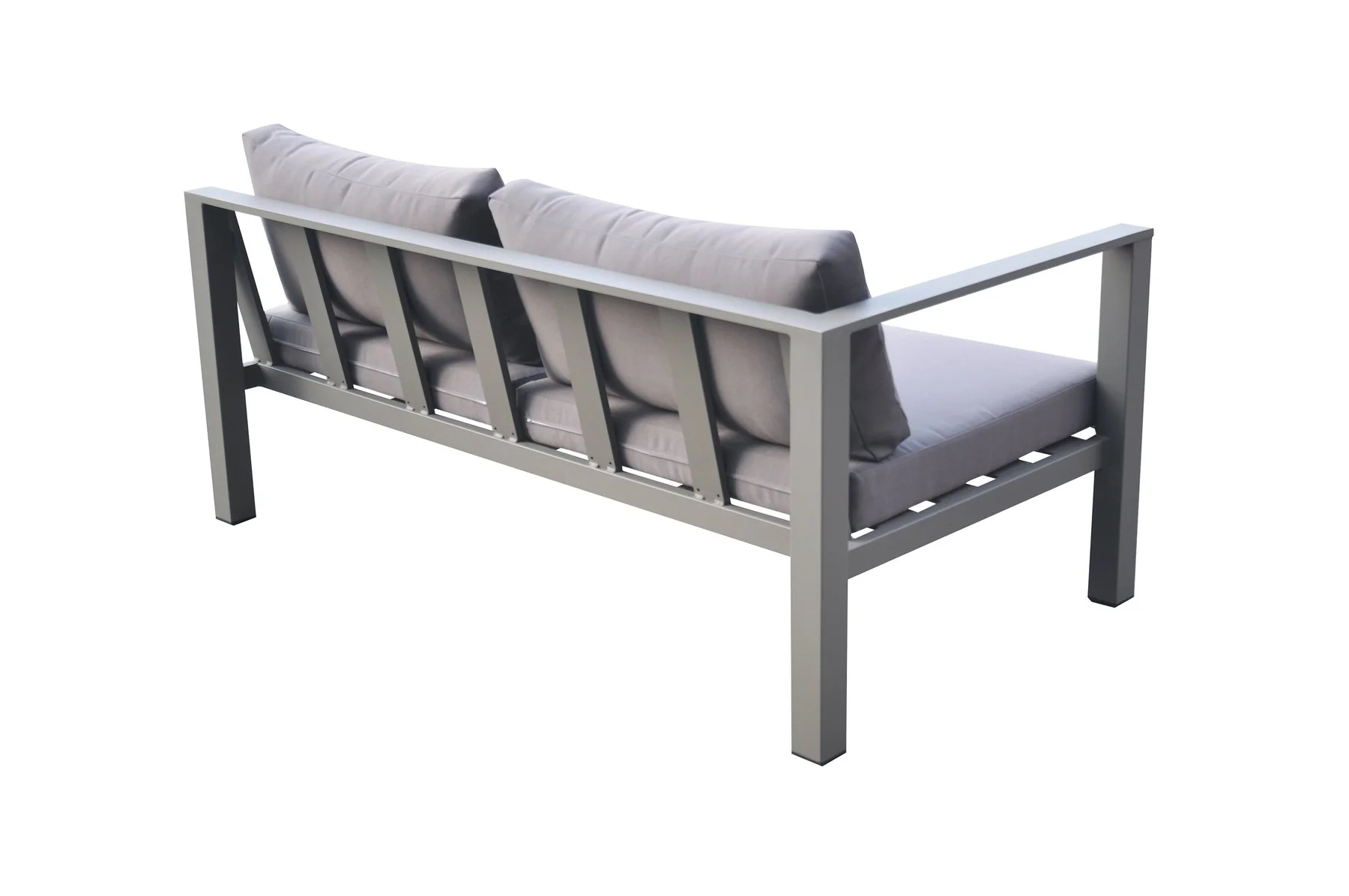 Cliff Outdoor Patio Aluminum Sectional in Gray Powder Coated Finish with Gray Fabric Cushions - Image 3
