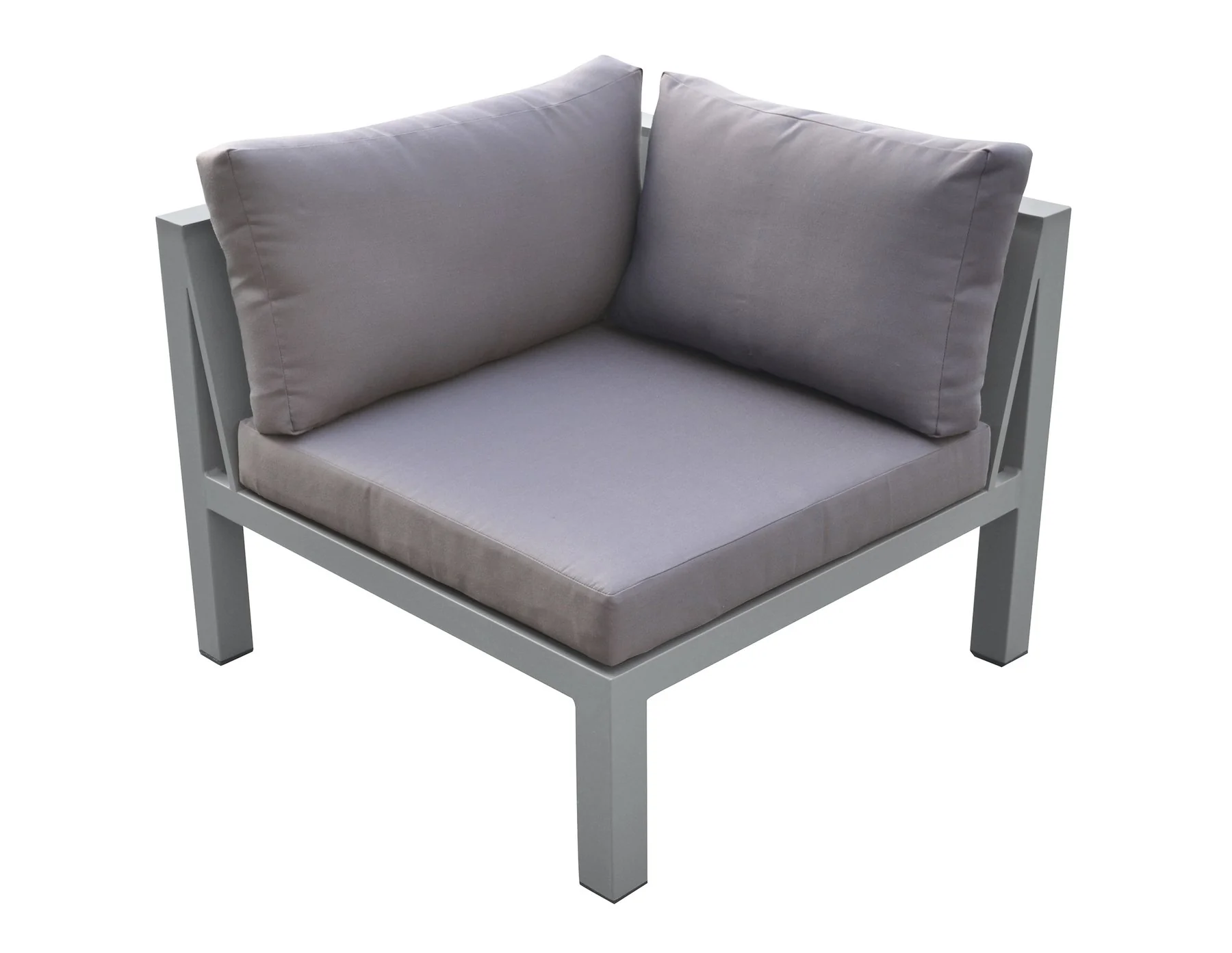 Cliff Outdoor Patio Aluminum Sectional in Gray Powder Coated Finish with Gray Fabric Cushions - Image 4