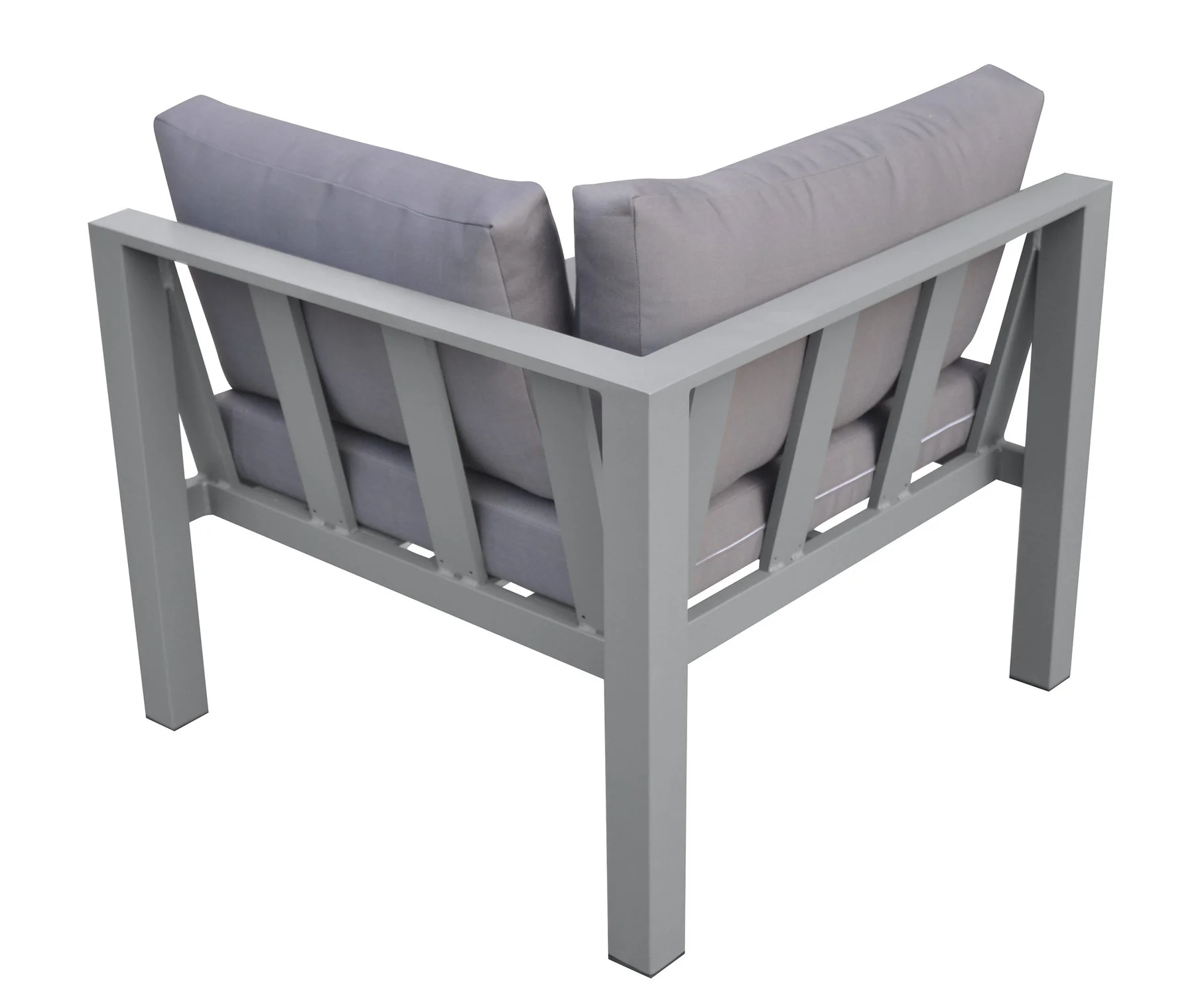 Cliff Outdoor Patio Aluminum Sectional in Gray Powder Coated Finish with Gray Fabric Cushions - Image 5