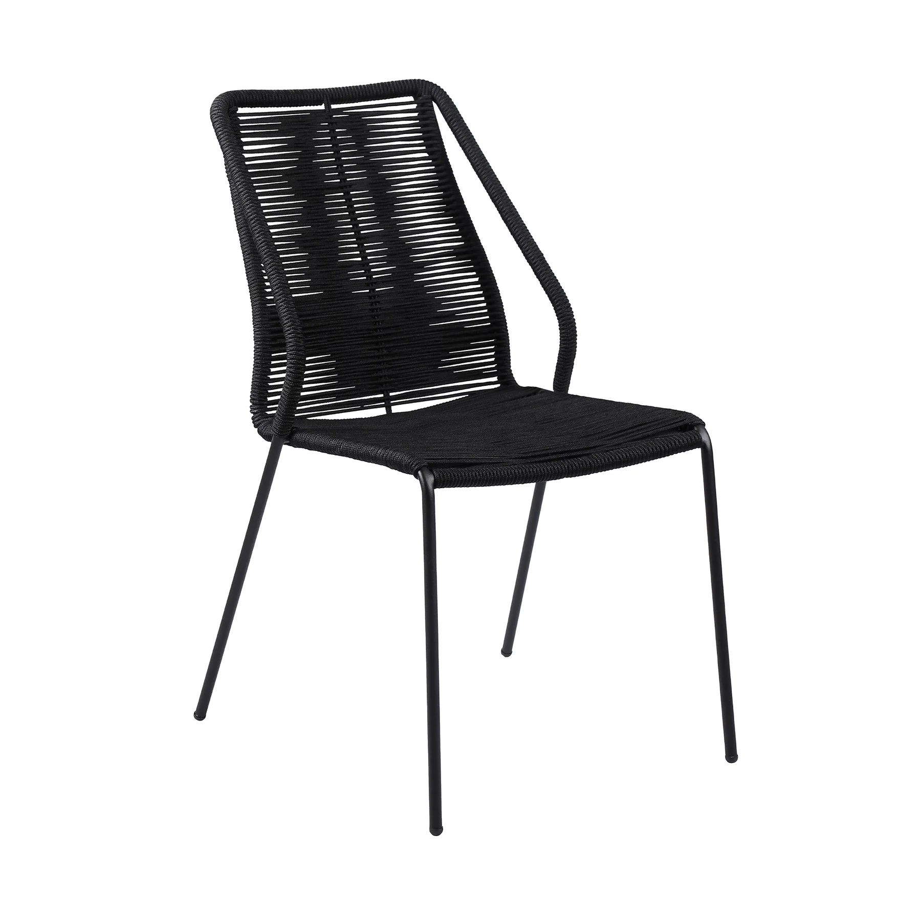 Clip Indoor Outdoor Stackable Steel Dining Chair with Black Rope - Set of 2 - Image 2