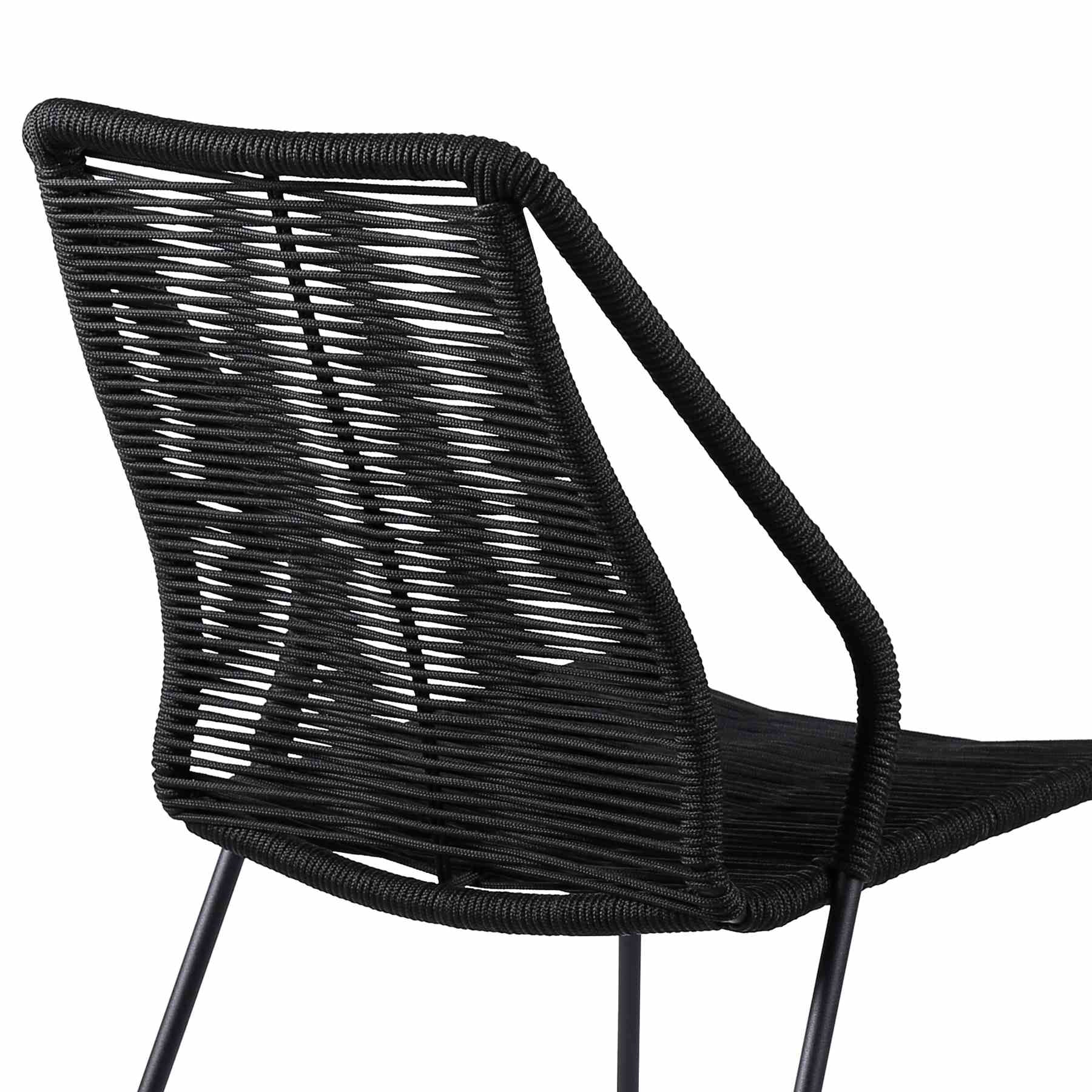 Clip Indoor Outdoor Stackable Steel Dining Chair with Black Rope - Set of 2 - Image 6