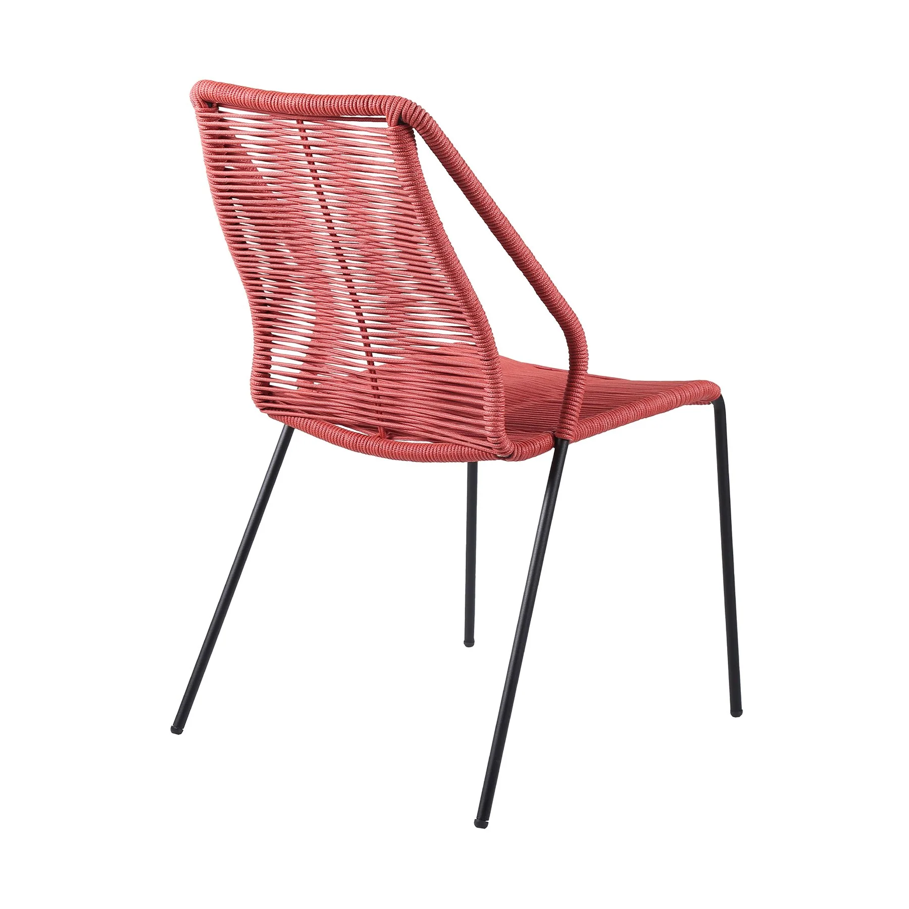 Clip Indoor Outdoor Stackable Steel Dining Chair with Brick Red Rope - Set of 2 - Image 3