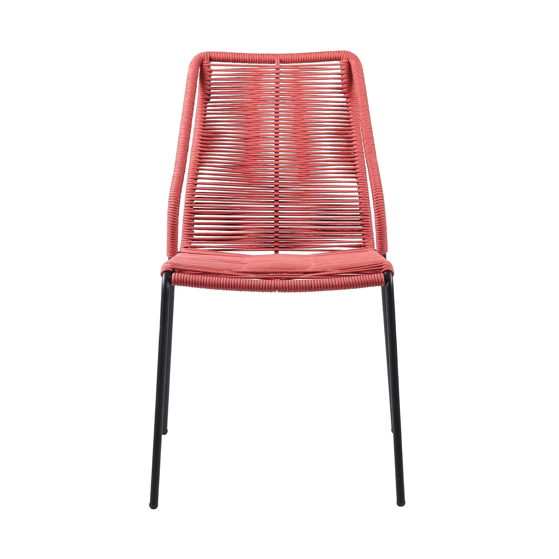 Clip Indoor Outdoor Stackable Steel Dining Chair with Brick Red Rope - Set of 2 - Image 4