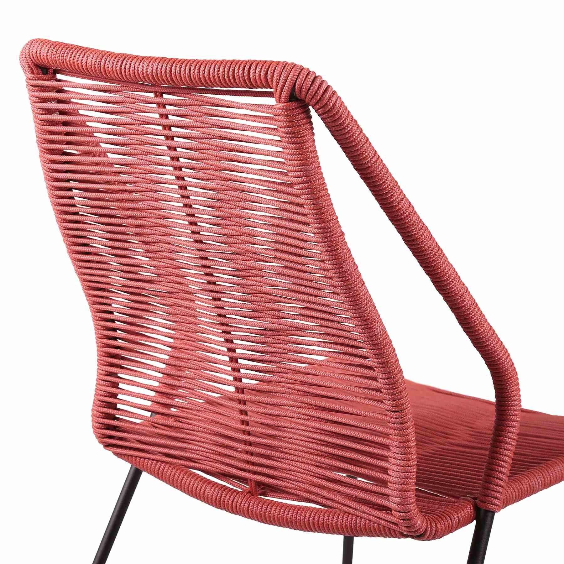Clip Indoor Outdoor Stackable Steel Dining Chair with Brick Red Rope - Set of 2 - Image 6