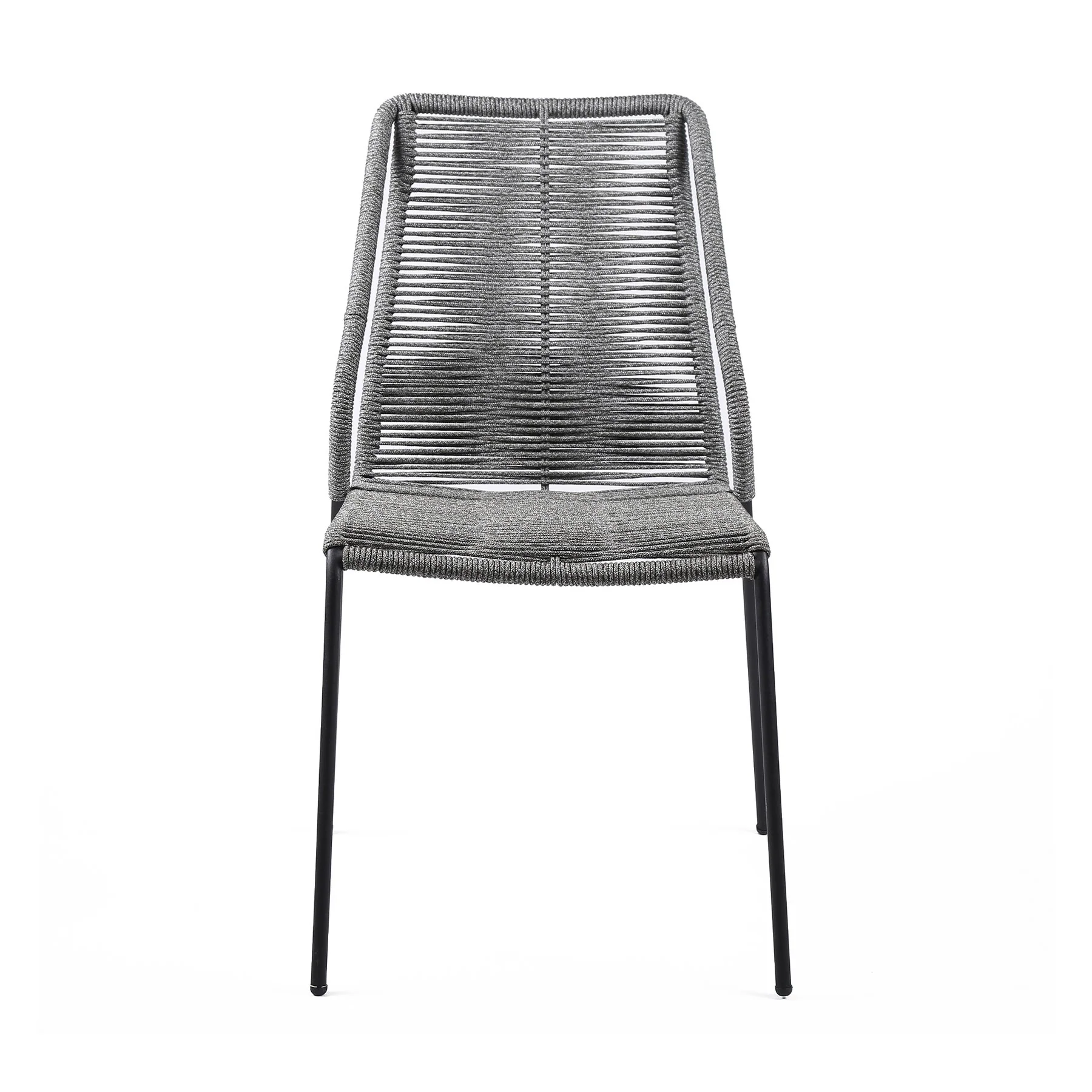 Clip Indoor Outdoor Stackable Steel Dining Chair with Gray Rope - Set of 2 - Image 4
