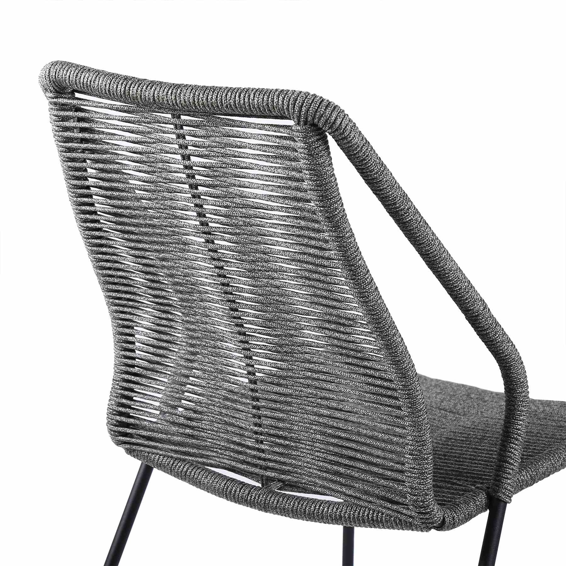 Clip Indoor Outdoor Stackable Steel Dining Chair with Gray Rope - Set of 2 - Image 6