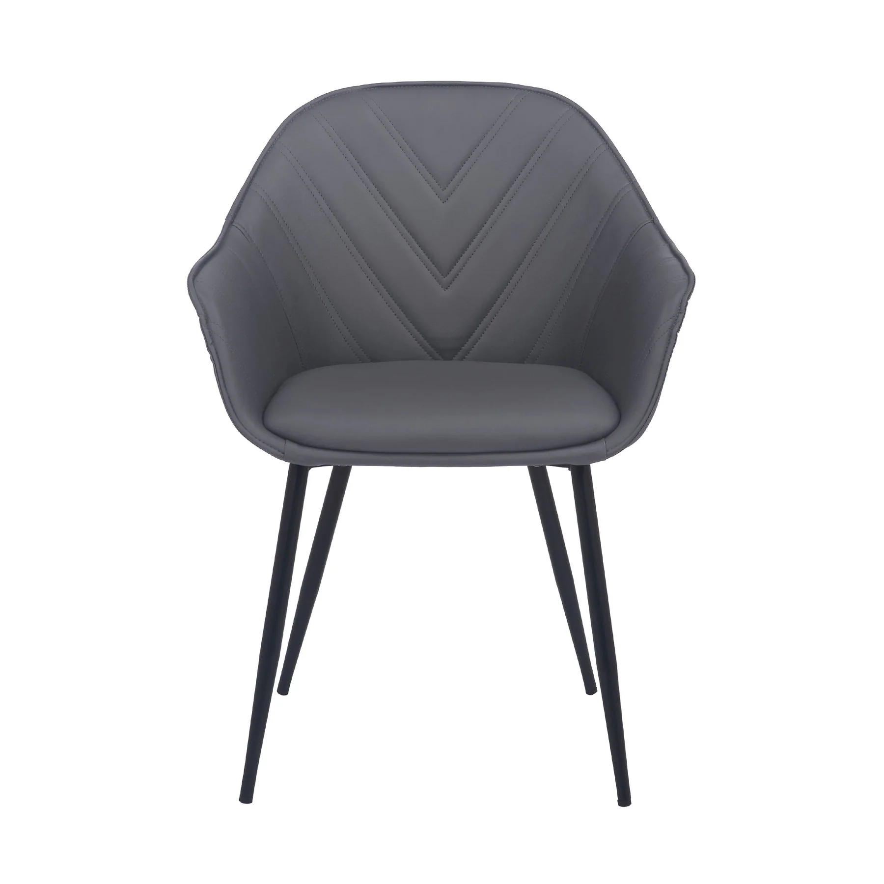 Clover Gray Faux Leather Dining Room Chair with Black Metal Legs - Image 2