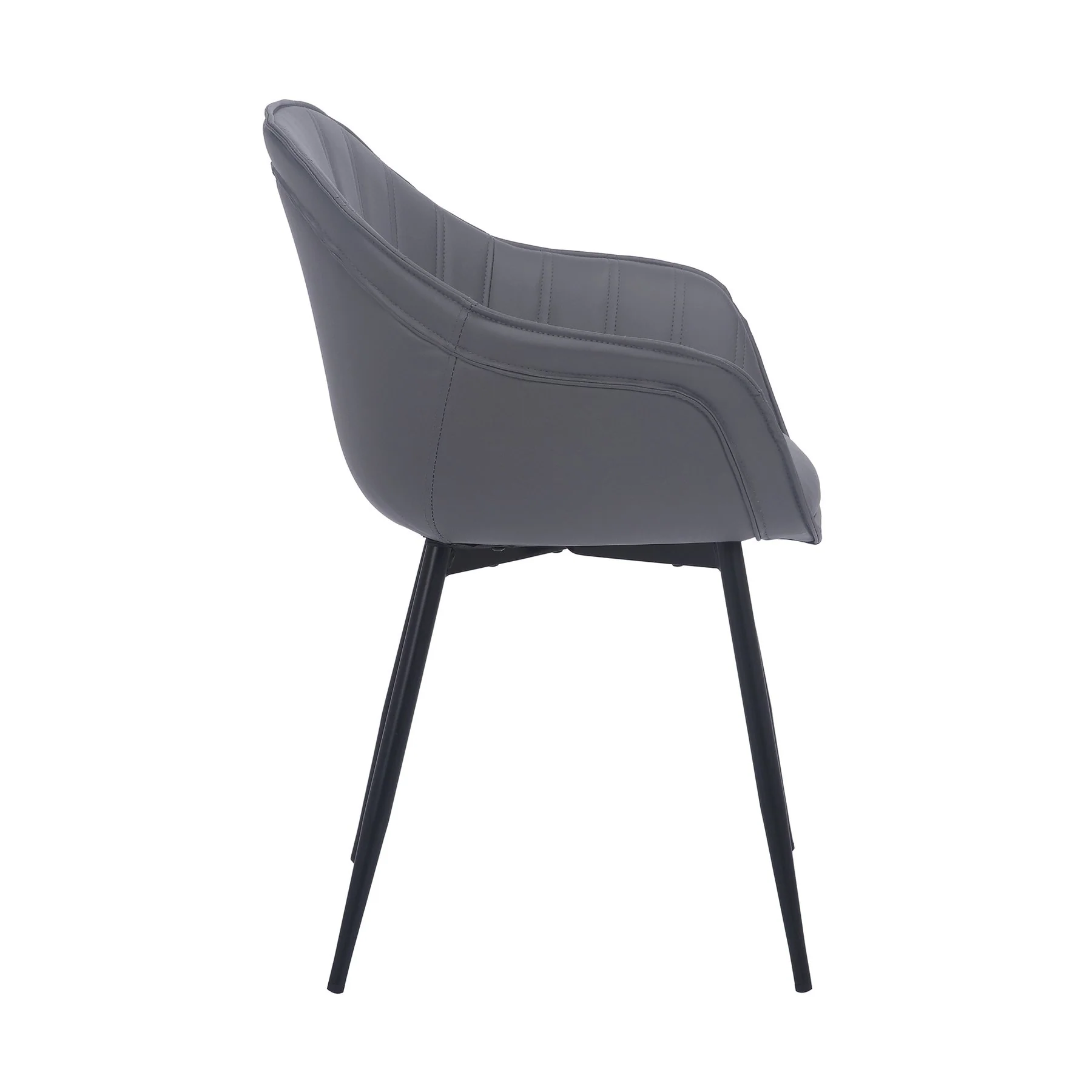 Clover Gray Faux Leather Dining Room Chair with Black Metal Legs - Image 3