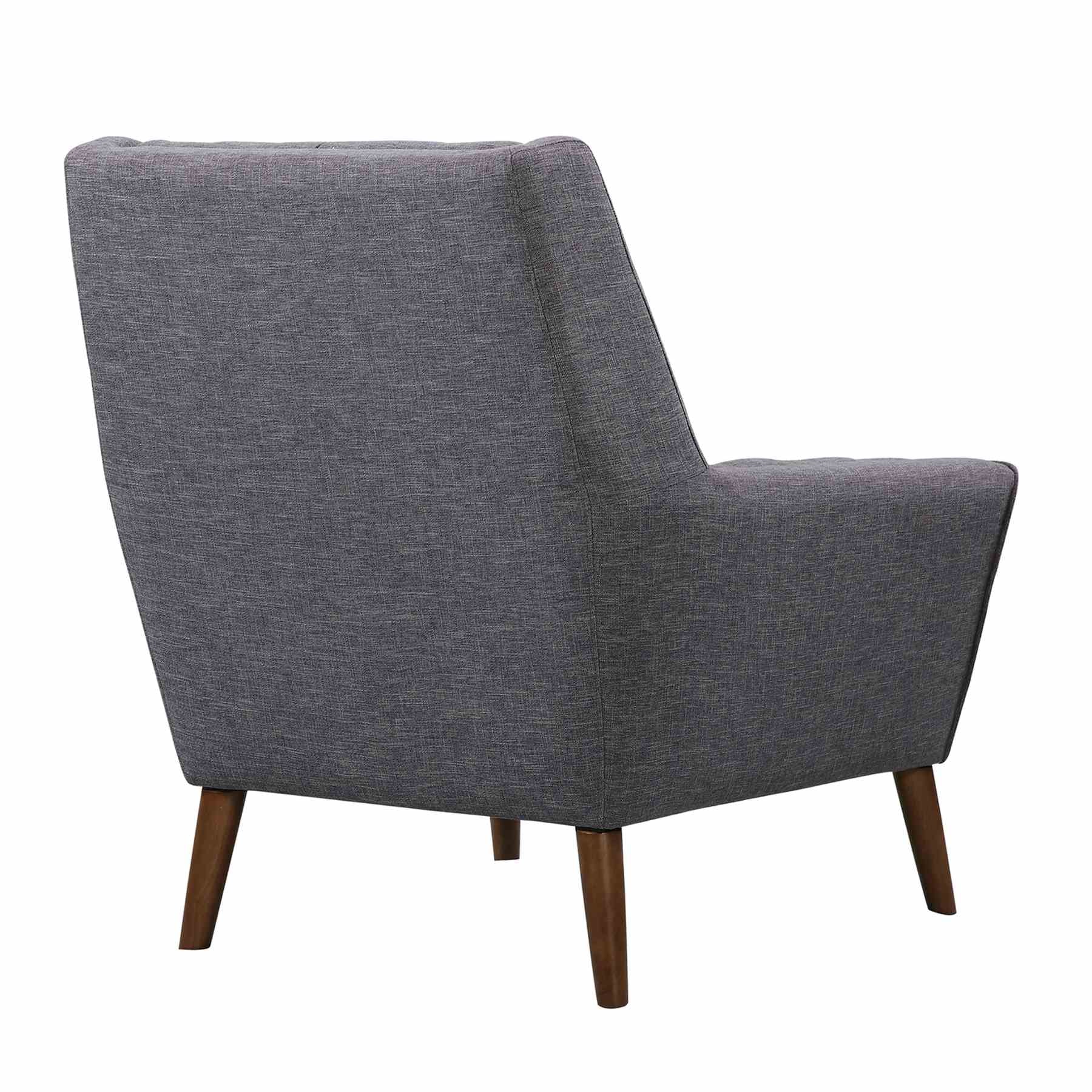 Cobra Mid-Century Modern Chair in Dark Gray Linen and Walnut Legs - Image 3