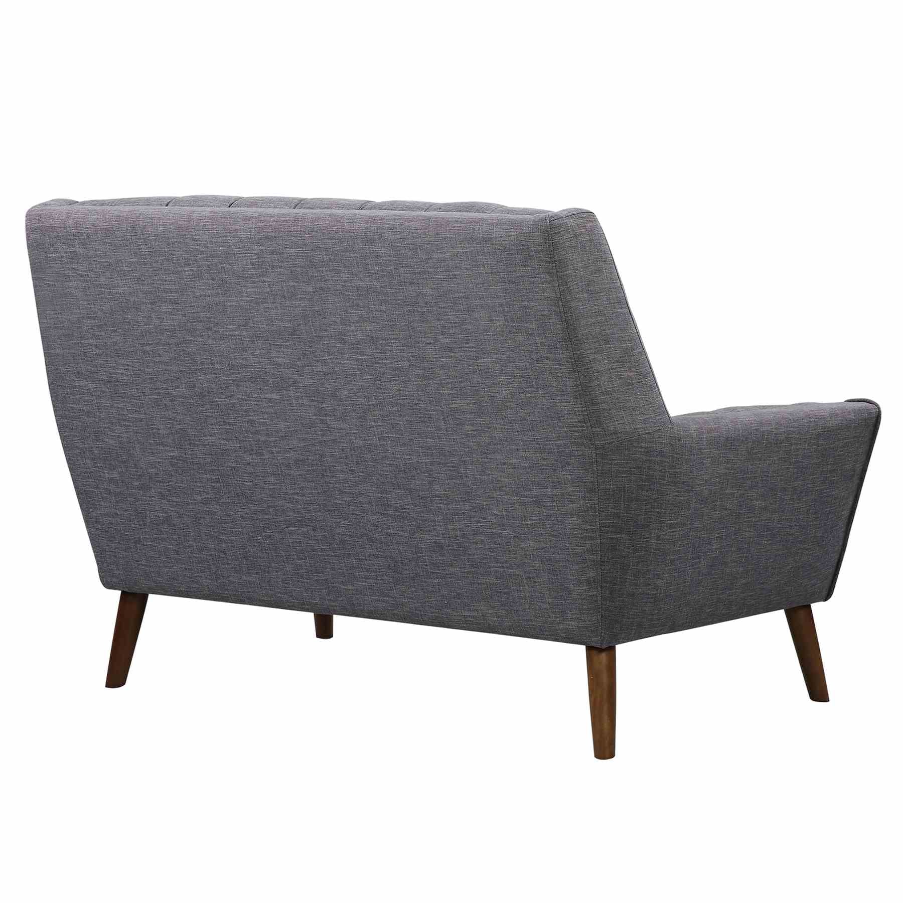 Cobra Mid-Century Modern Loveseat in Dark Gray Linen and Walnut Legs - Image 3