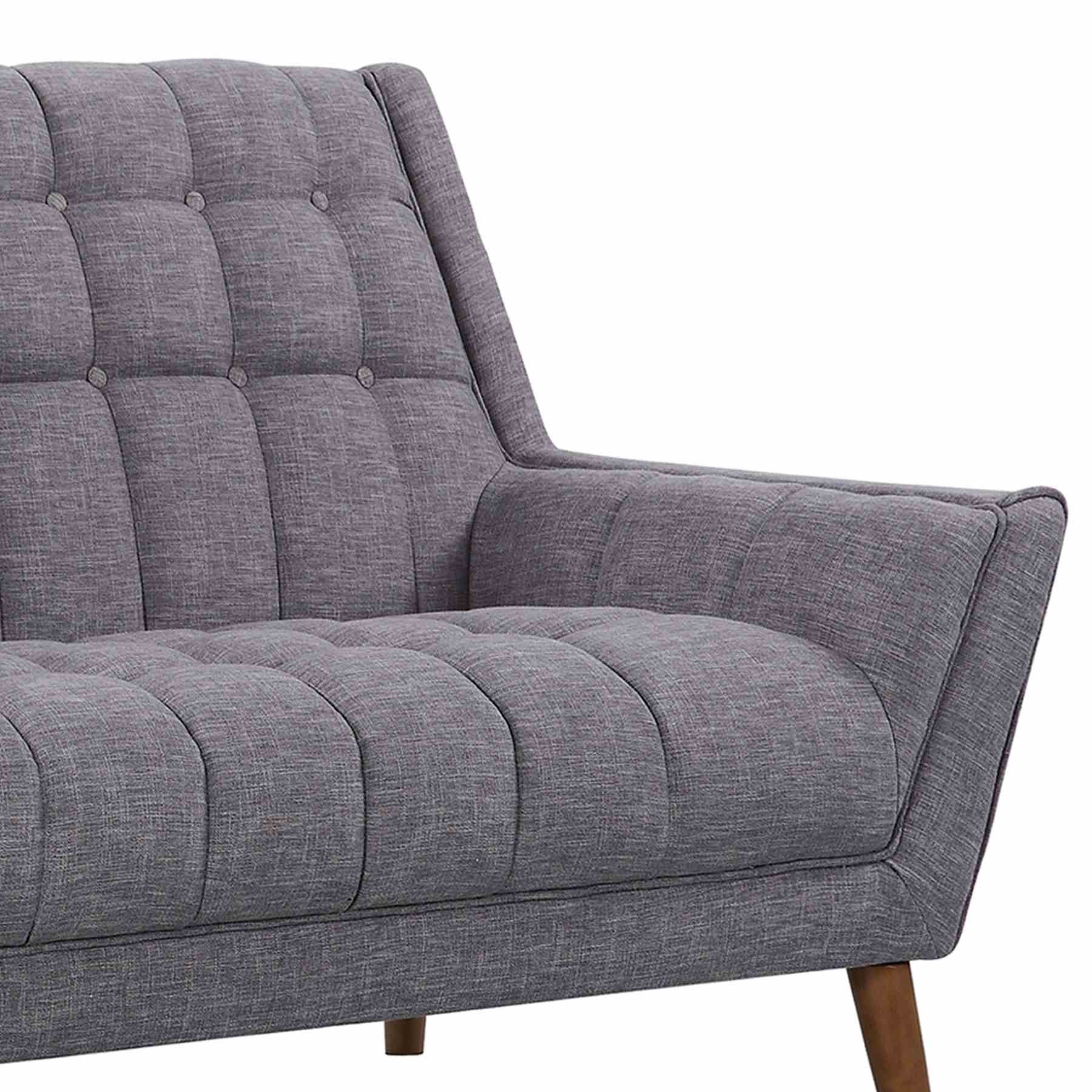 Cobra Mid-Century Modern Loveseat in Dark Gray Linen and Walnut Legs - Image 4