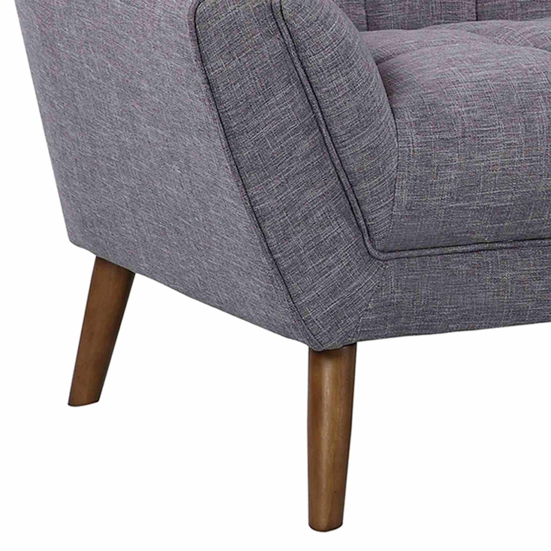 Cobra Mid-Century Modern Loveseat in Dark Gray Linen and Walnut Legs - Image 5