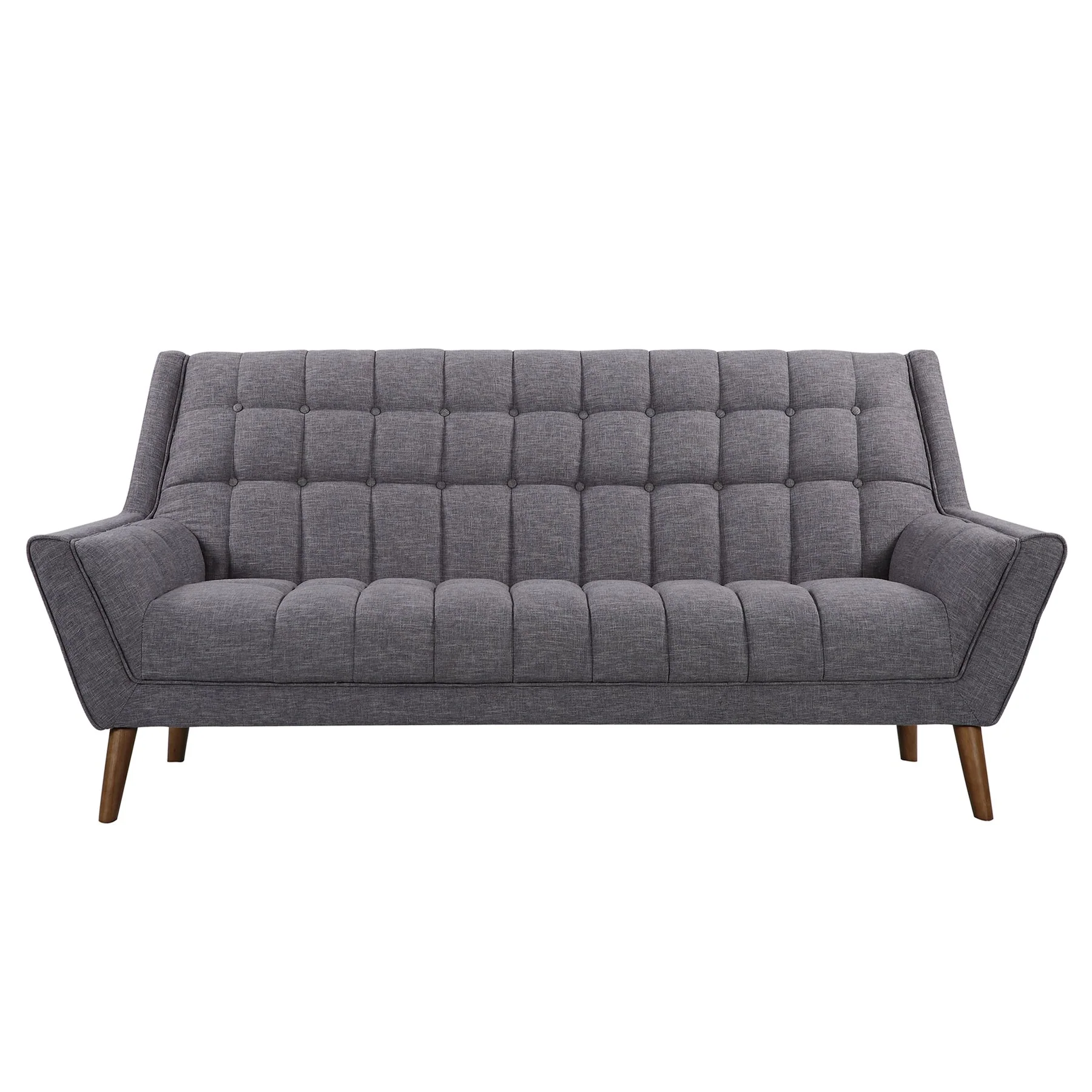 Cobra Mid-Century Modern Sofa in Dark Gray Linen and Walnut Legs - Image 2