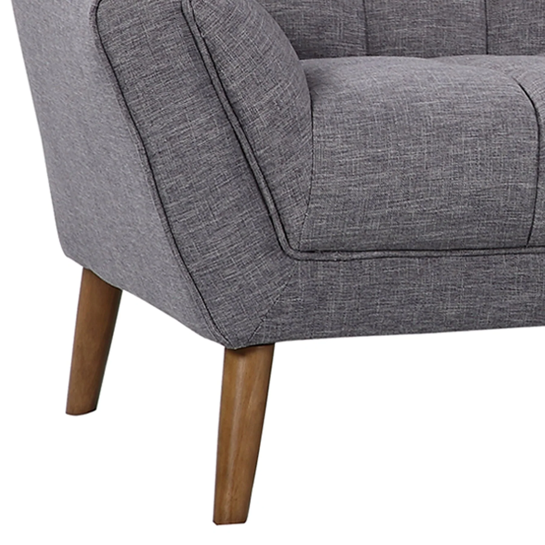 Cobra Mid-Century Modern Sofa in Dark Gray Linen and Walnut Legs - Image 5