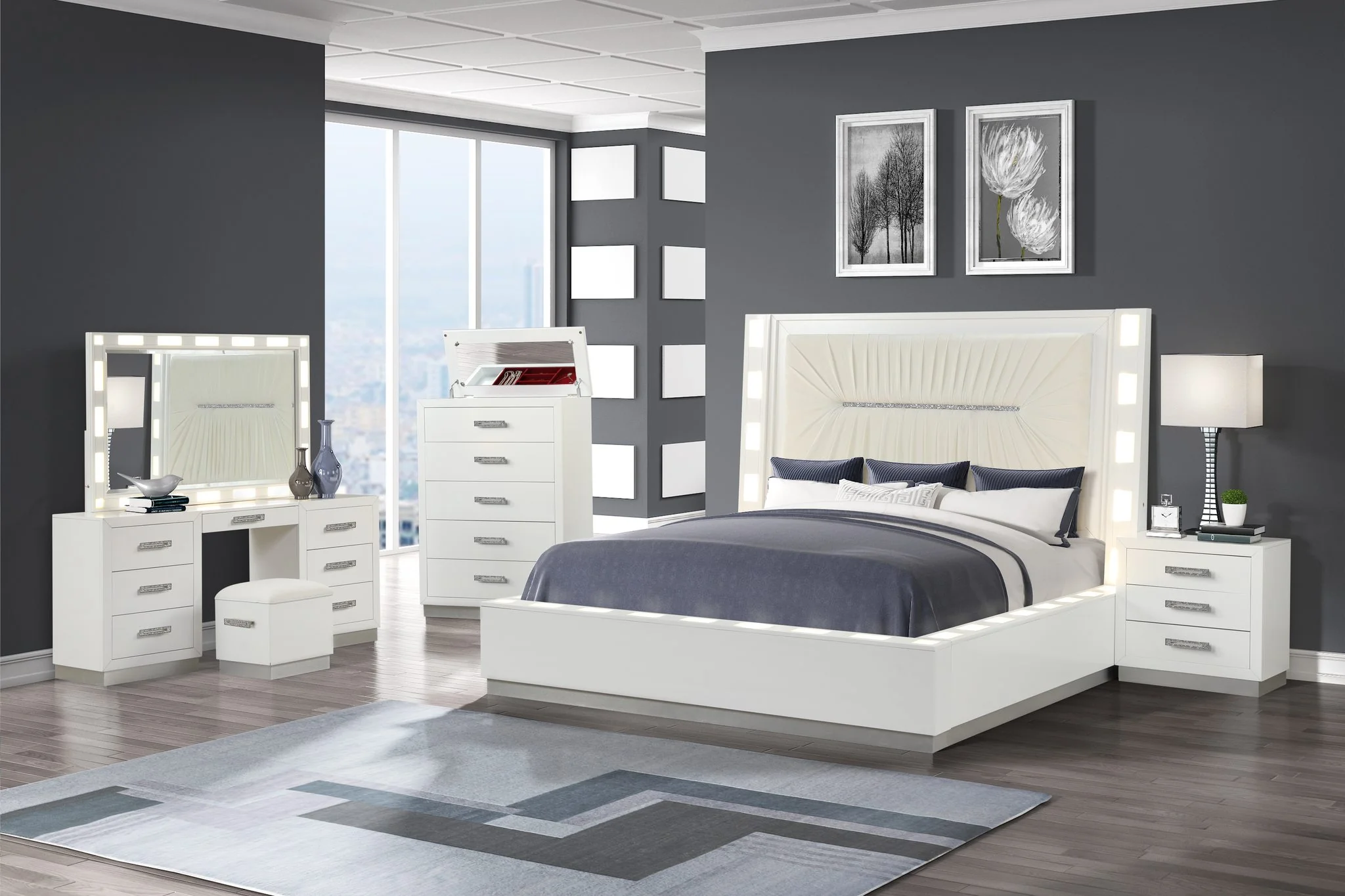 Coco King 5PC with Vanity Bedroom Set - Image 26