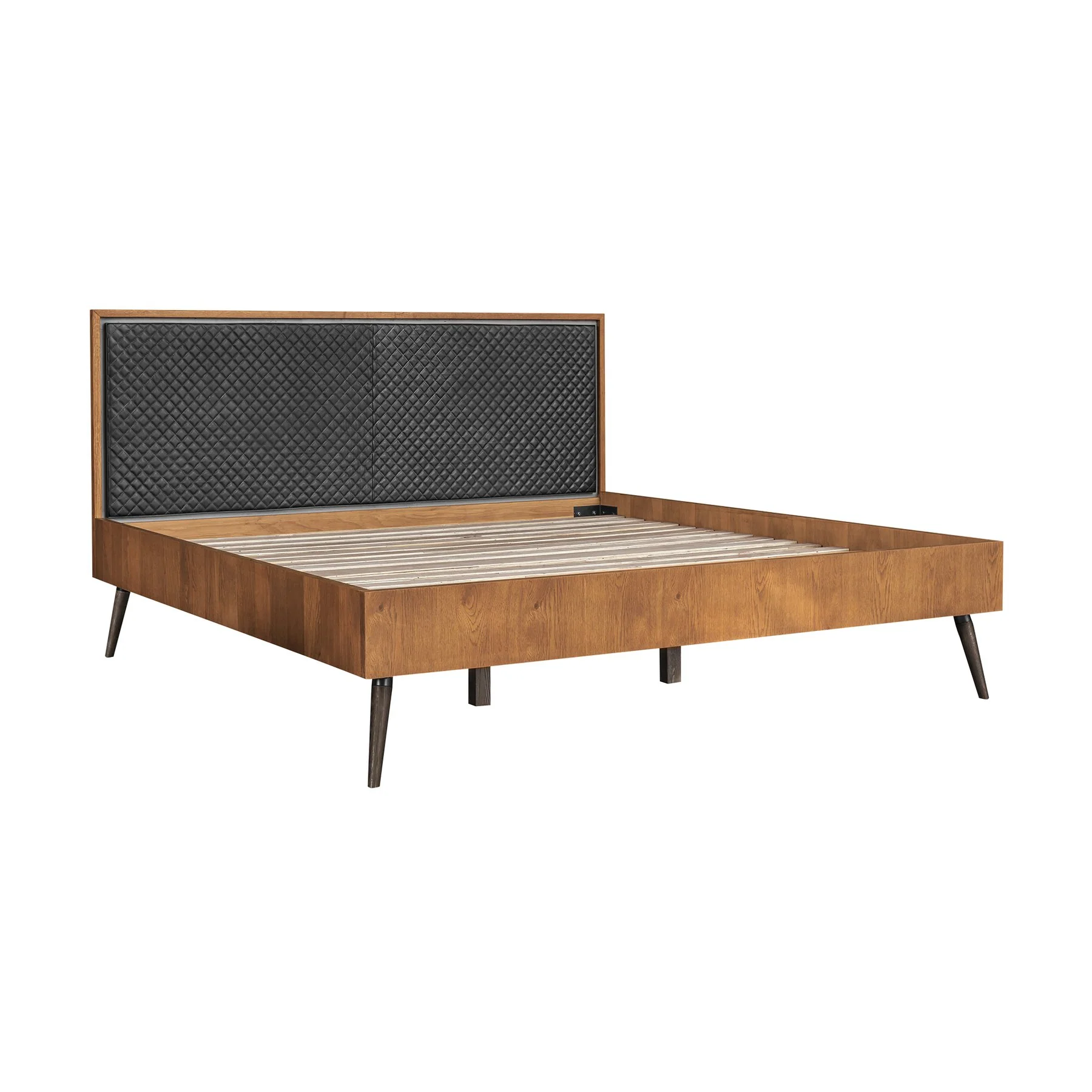 Coco Rustic 4 piece Upholstered Platform Bedroom Set in King with Dresser and 2 Nightstands - Image 2