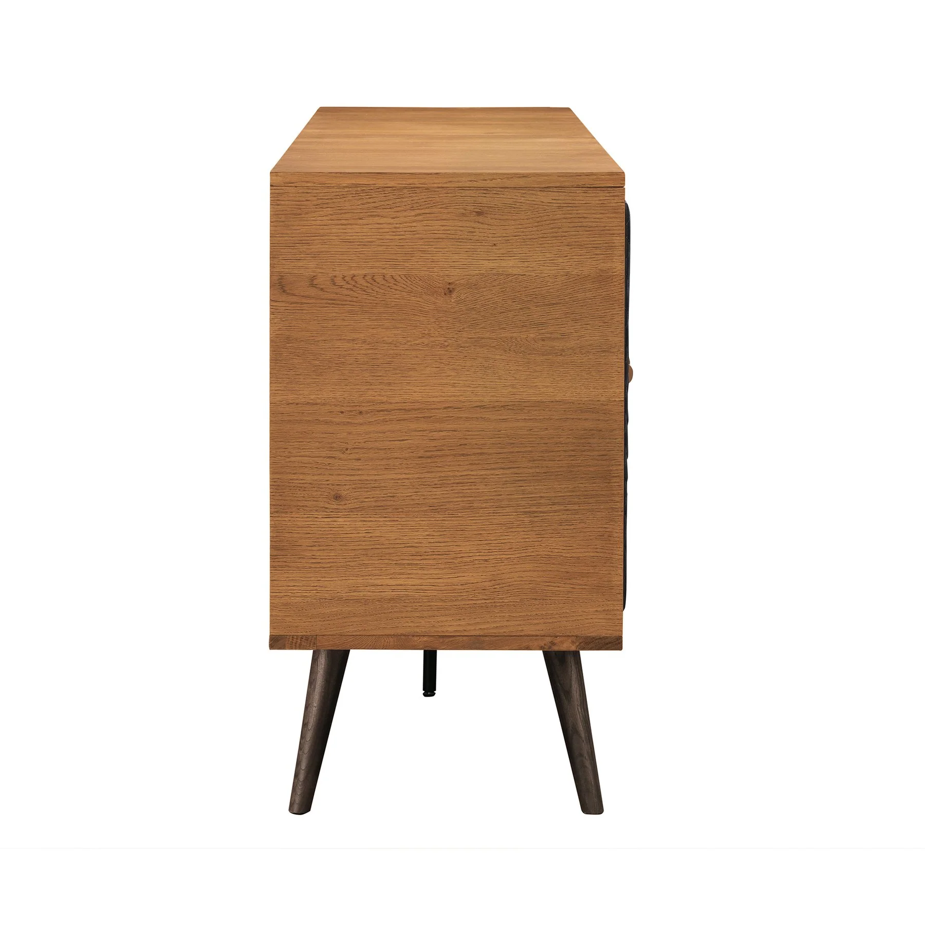 Coco Rustic Oak Wood and Faux Leather Sideboard Cabinets - Image 4