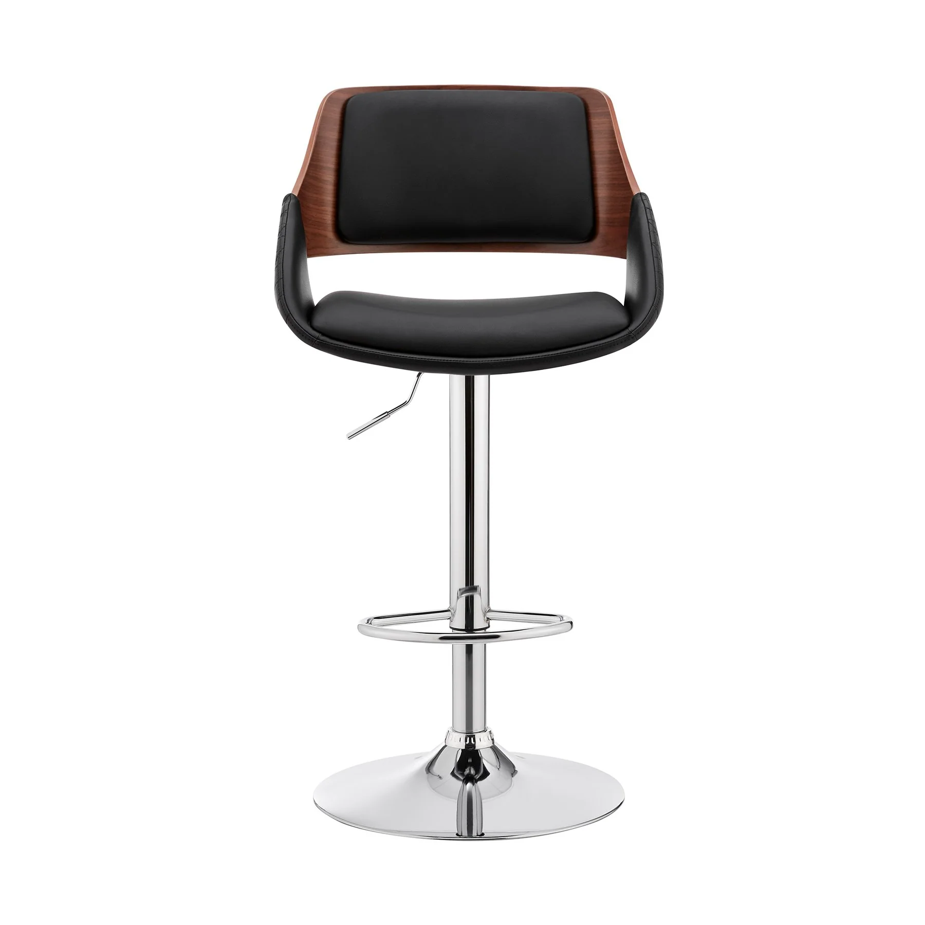 Colby Adjustable Black Faux Leather and Chrome Finish Bar Stool - Image 2