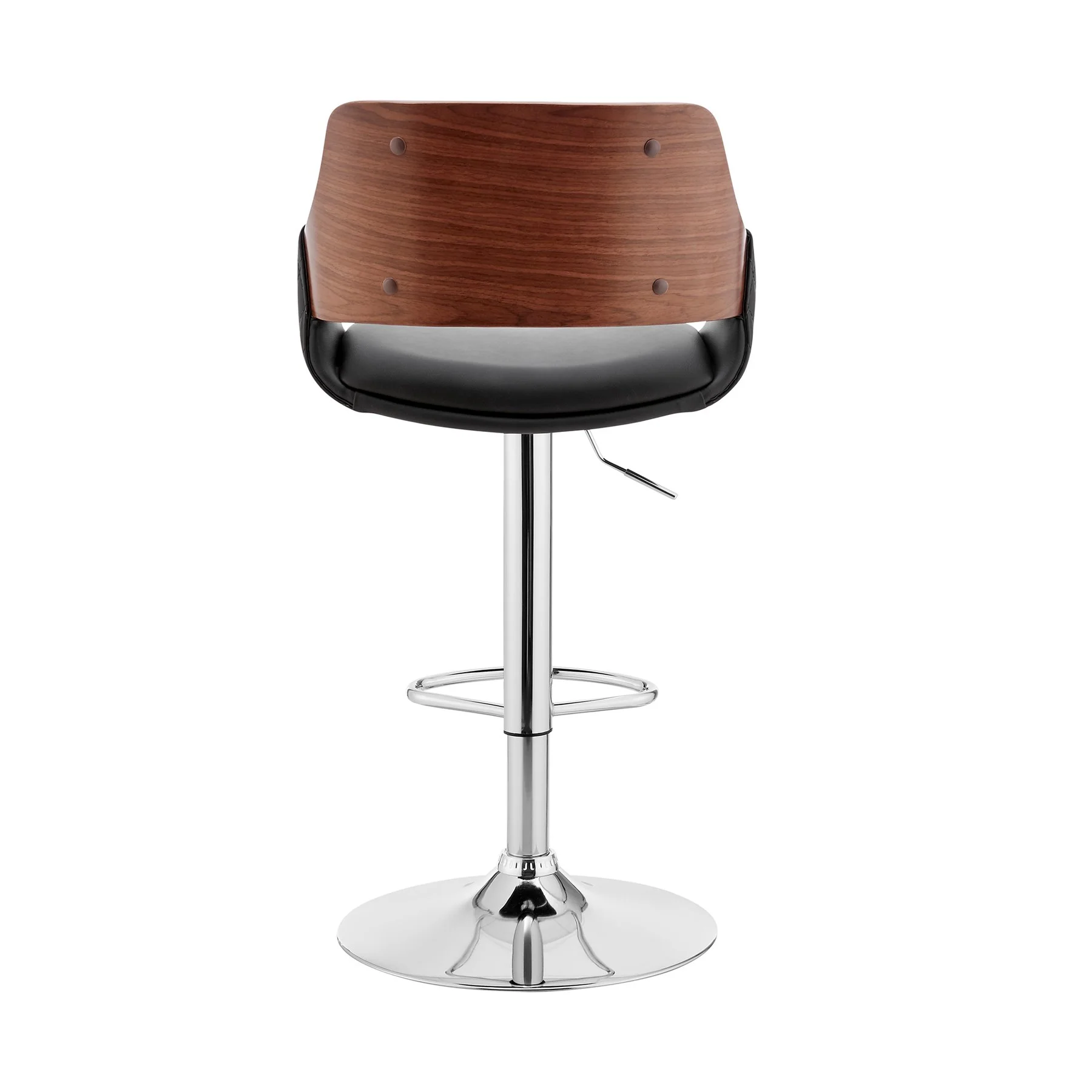 Colby Adjustable Black Faux Leather and Chrome Finish Bar Stool - Image 5