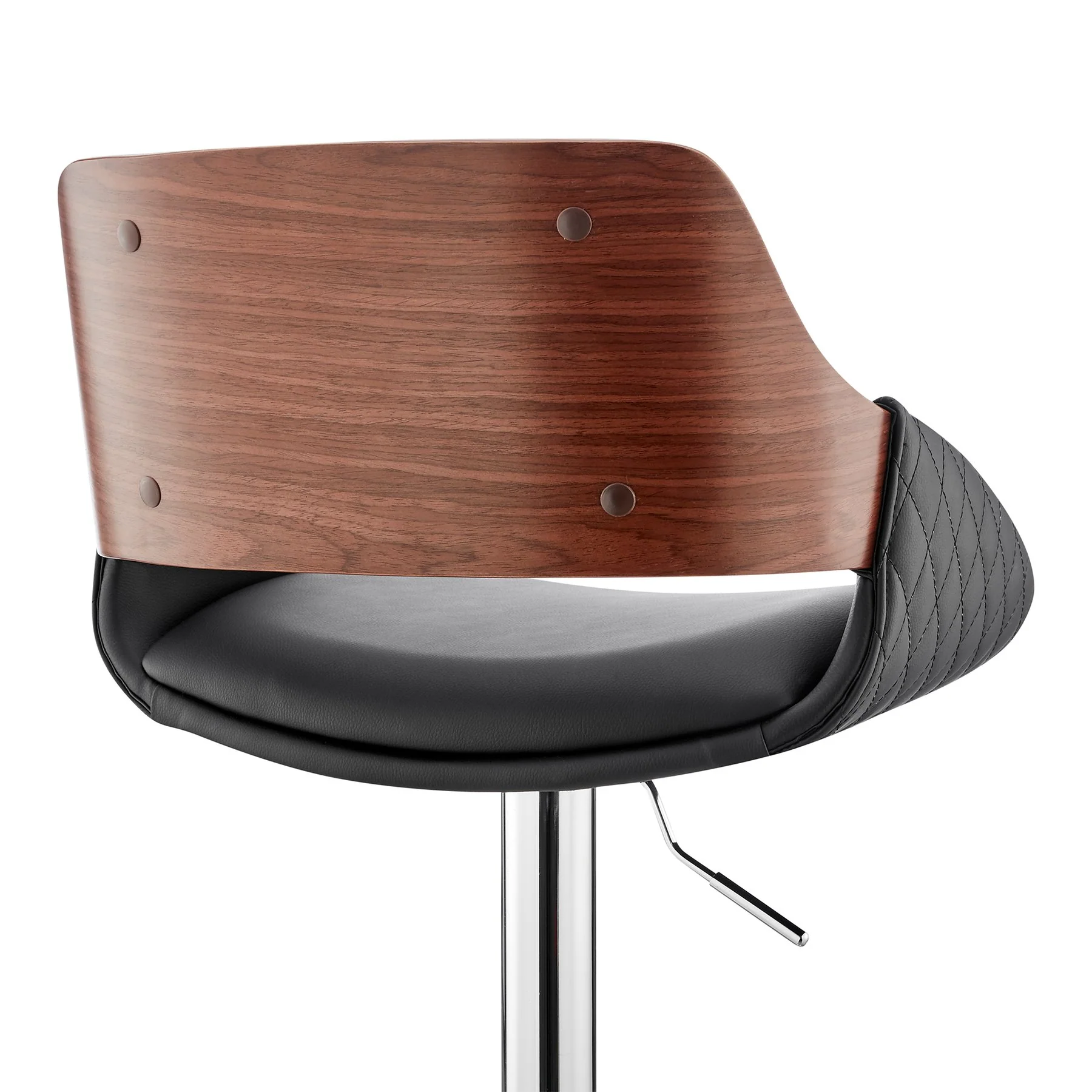Colby Adjustable Black Faux Leather and Chrome Finish Bar Stool - Image 7