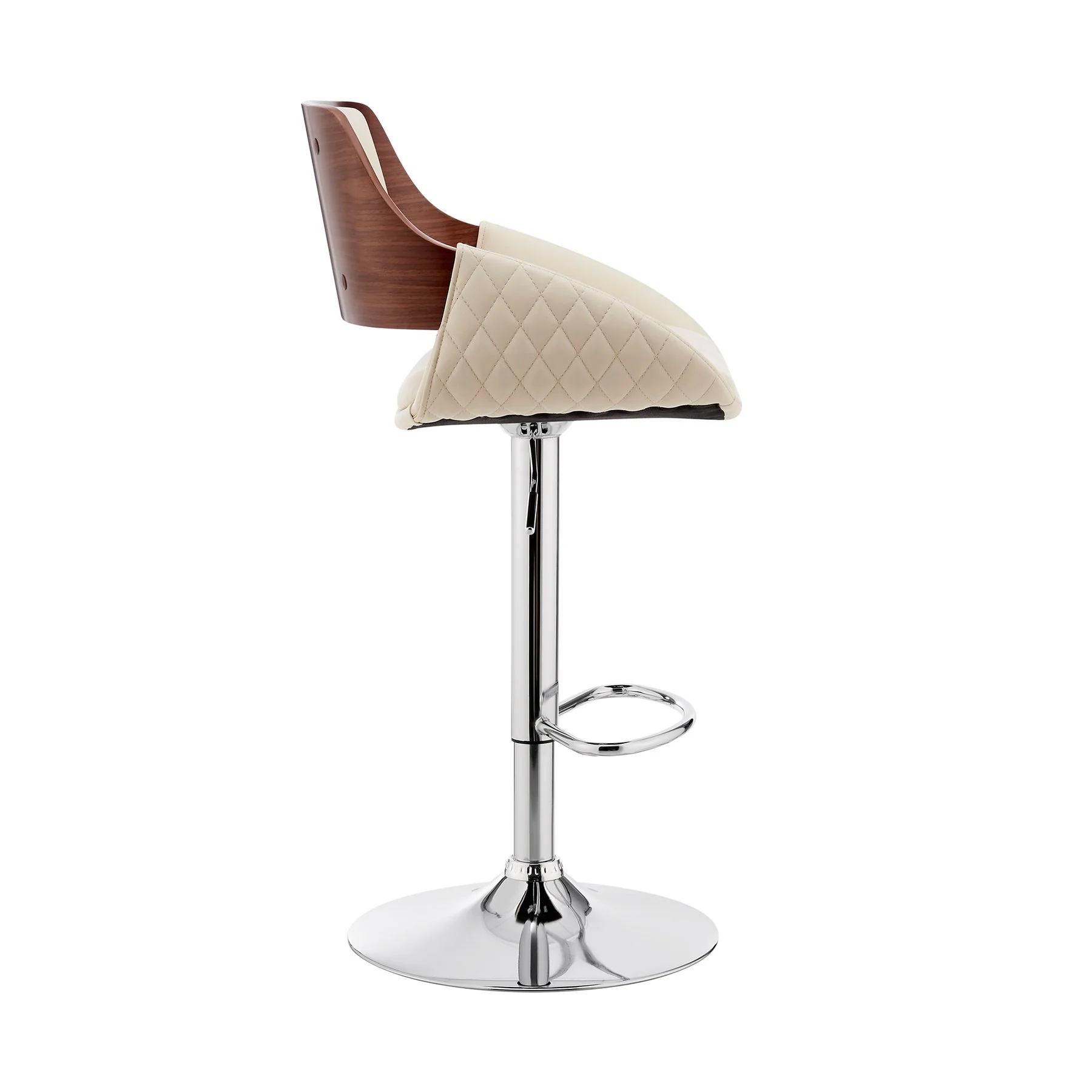 Colby Adjustable Cream Faux Leather and Chrome Finish Bar Stool - Image 3