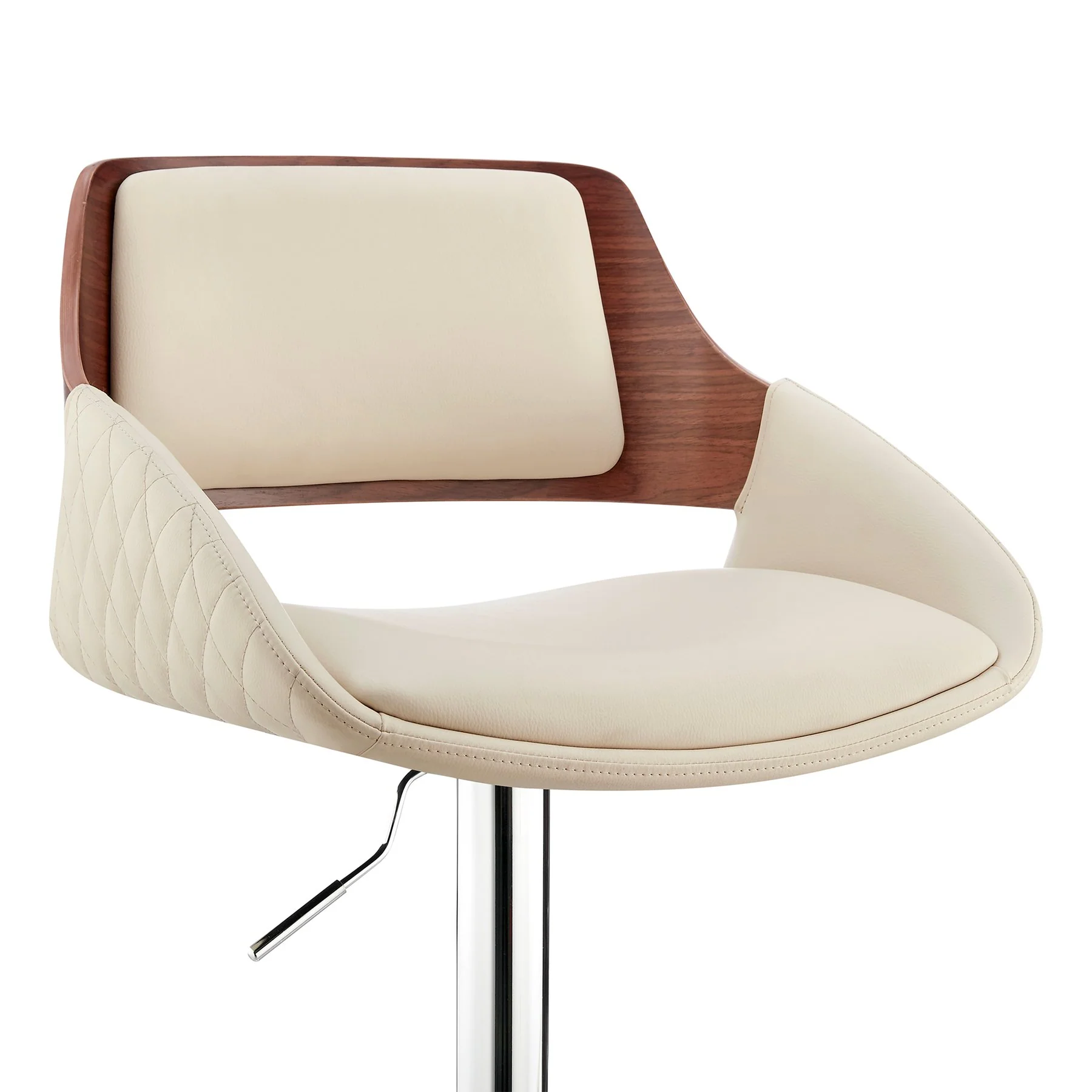Colby Adjustable Cream Faux Leather and Chrome Finish Bar Stool - Image 6