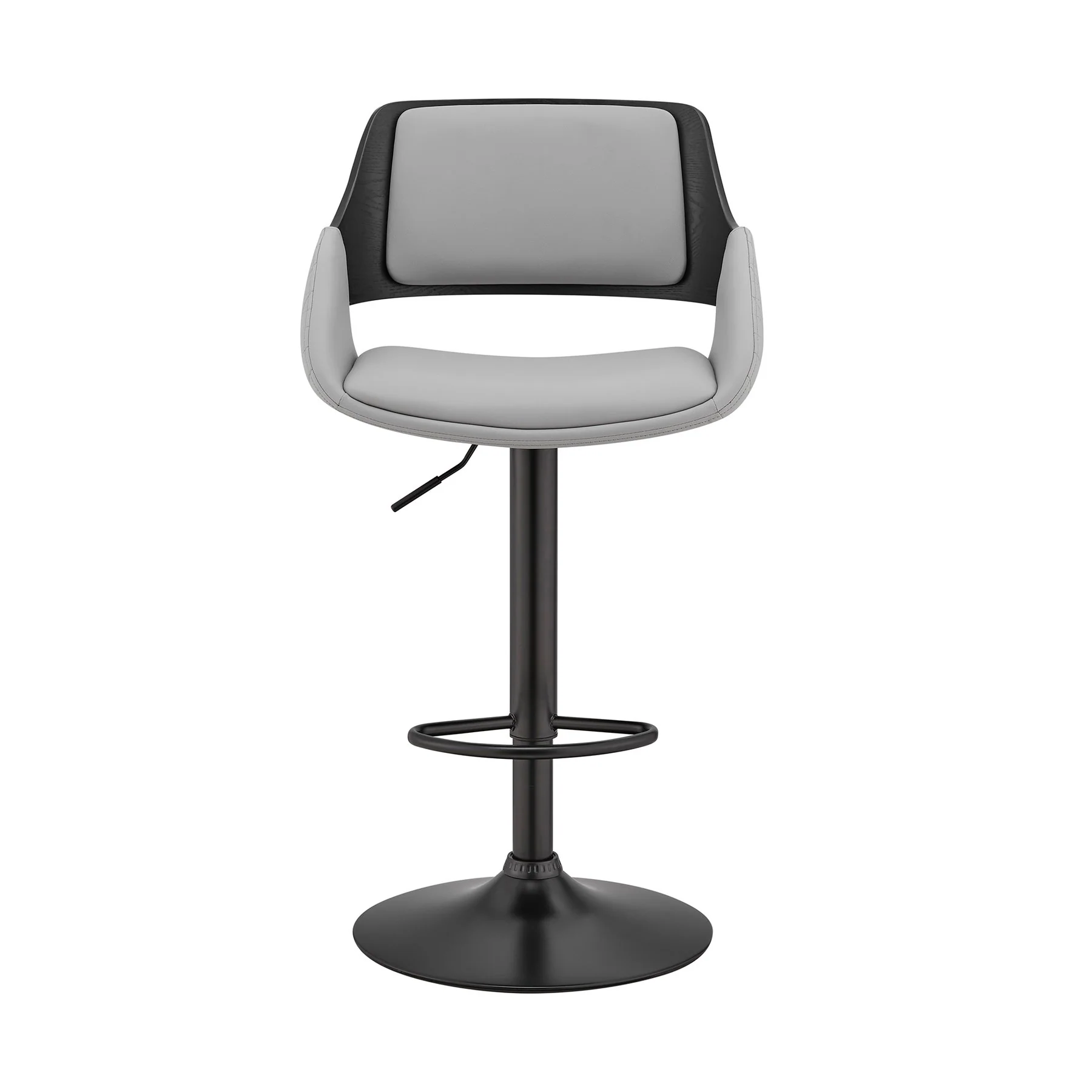 Colby Adjustable Gray Faux Leather and Black Finish Bar Stool - Image 2