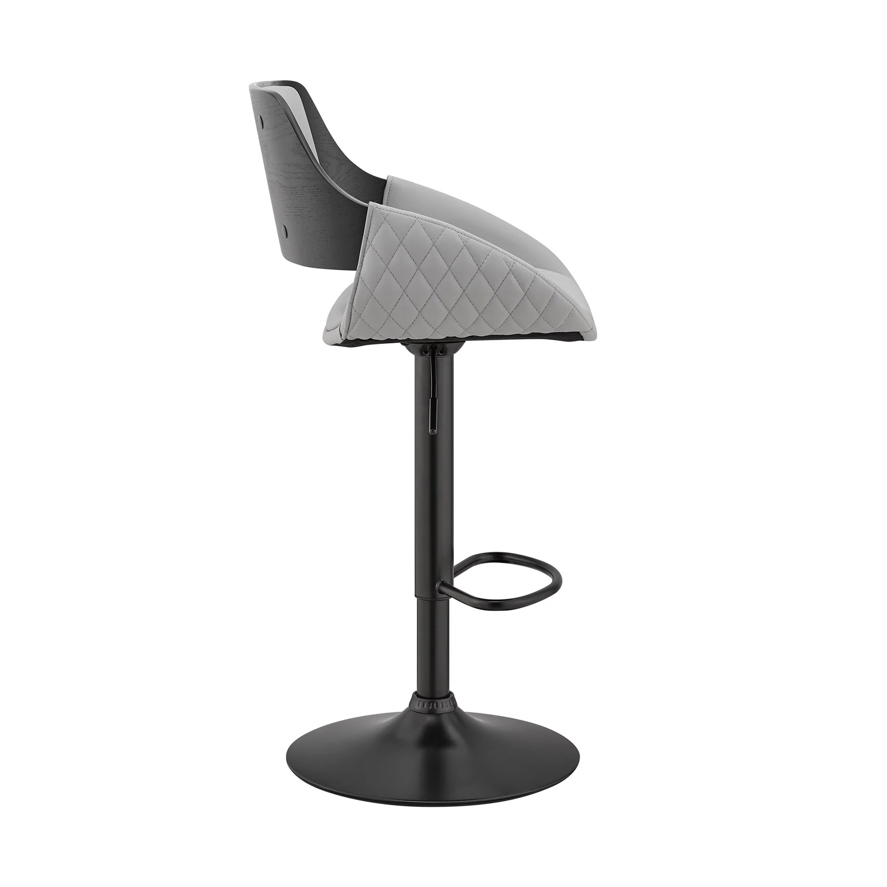 Colby Adjustable Gray Faux Leather and Black Finish Bar Stool - Image 3