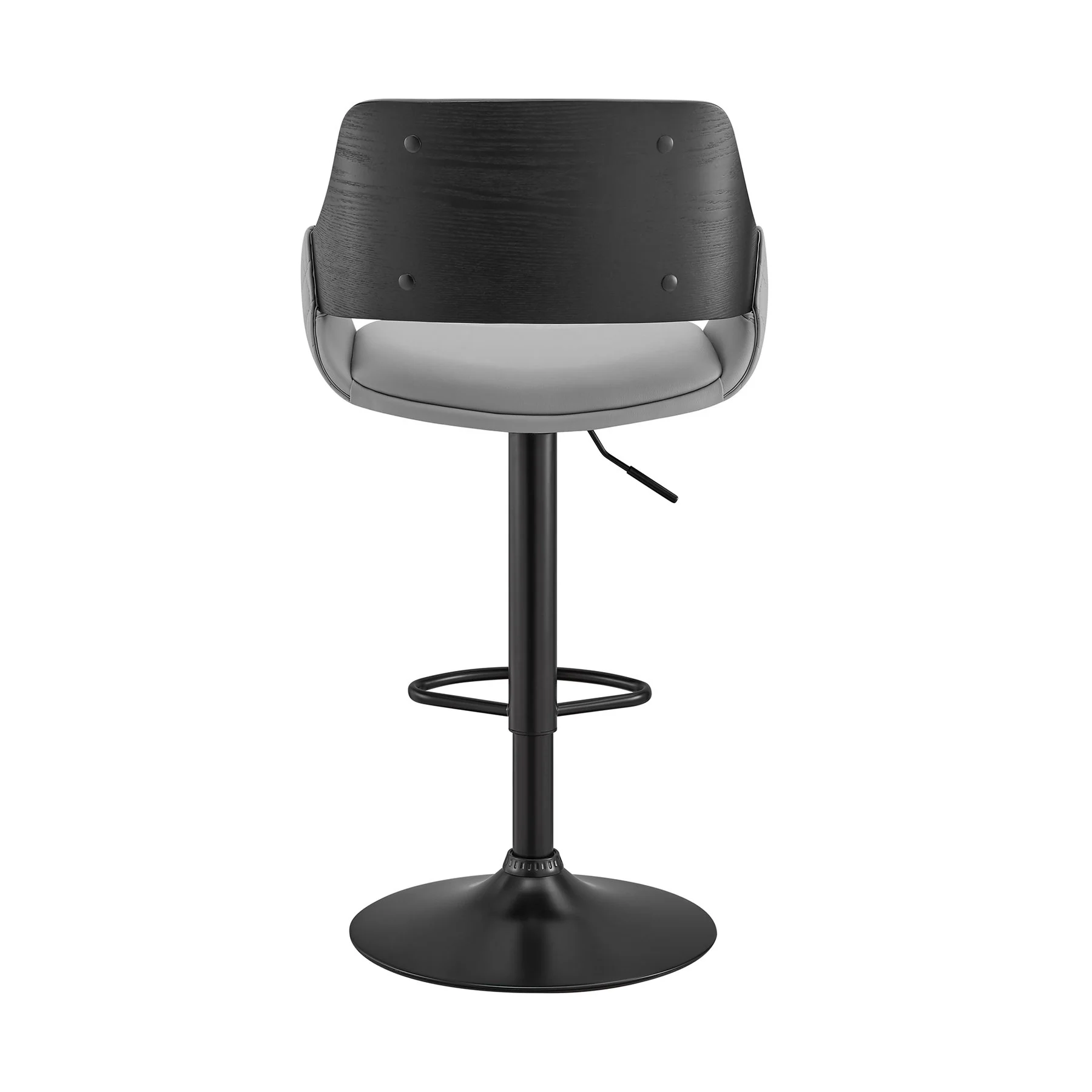 Colby Adjustable Gray Faux Leather and Black Finish Bar Stool - Image 5