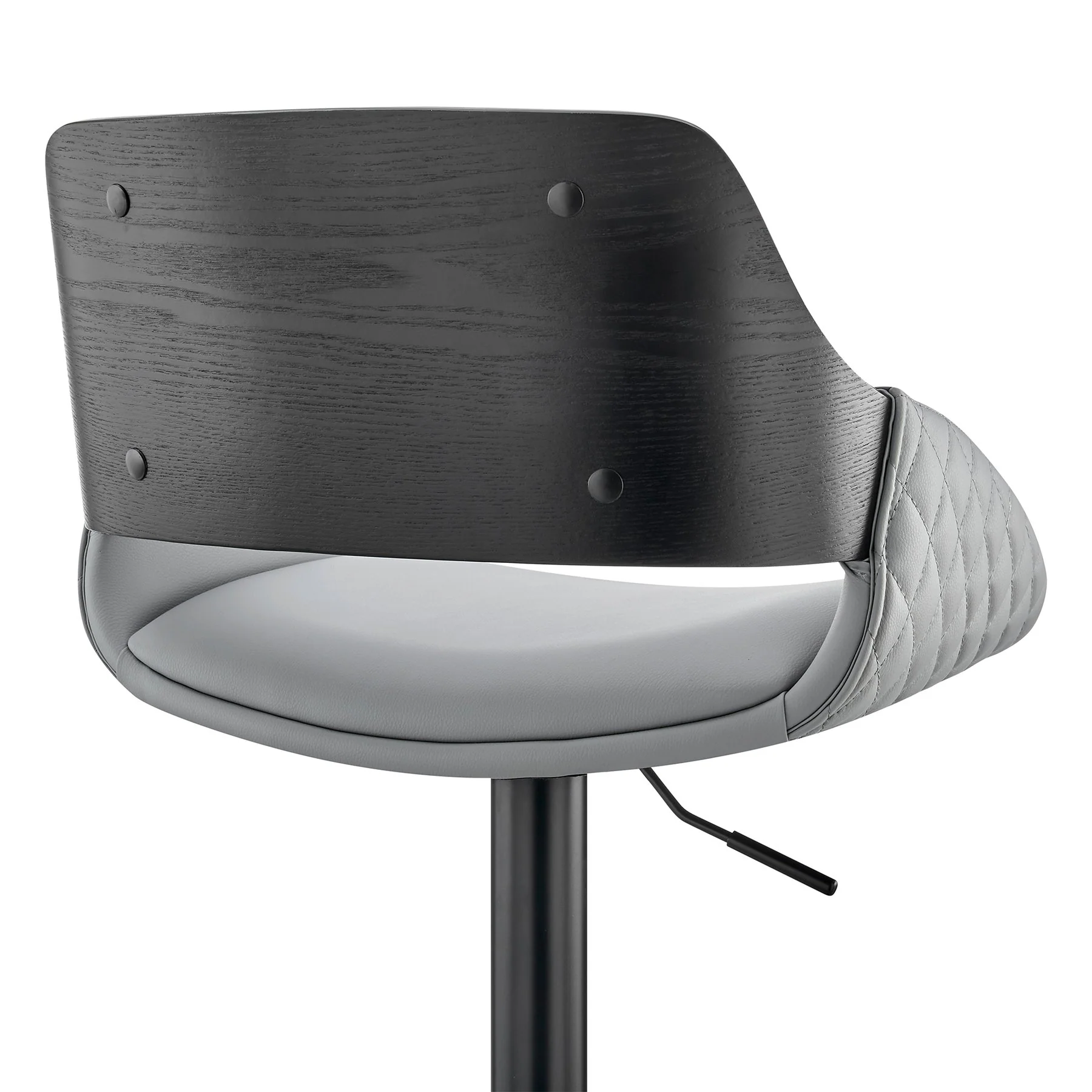 Colby Adjustable Gray Faux Leather and Black Finish Bar Stool - Image 7
