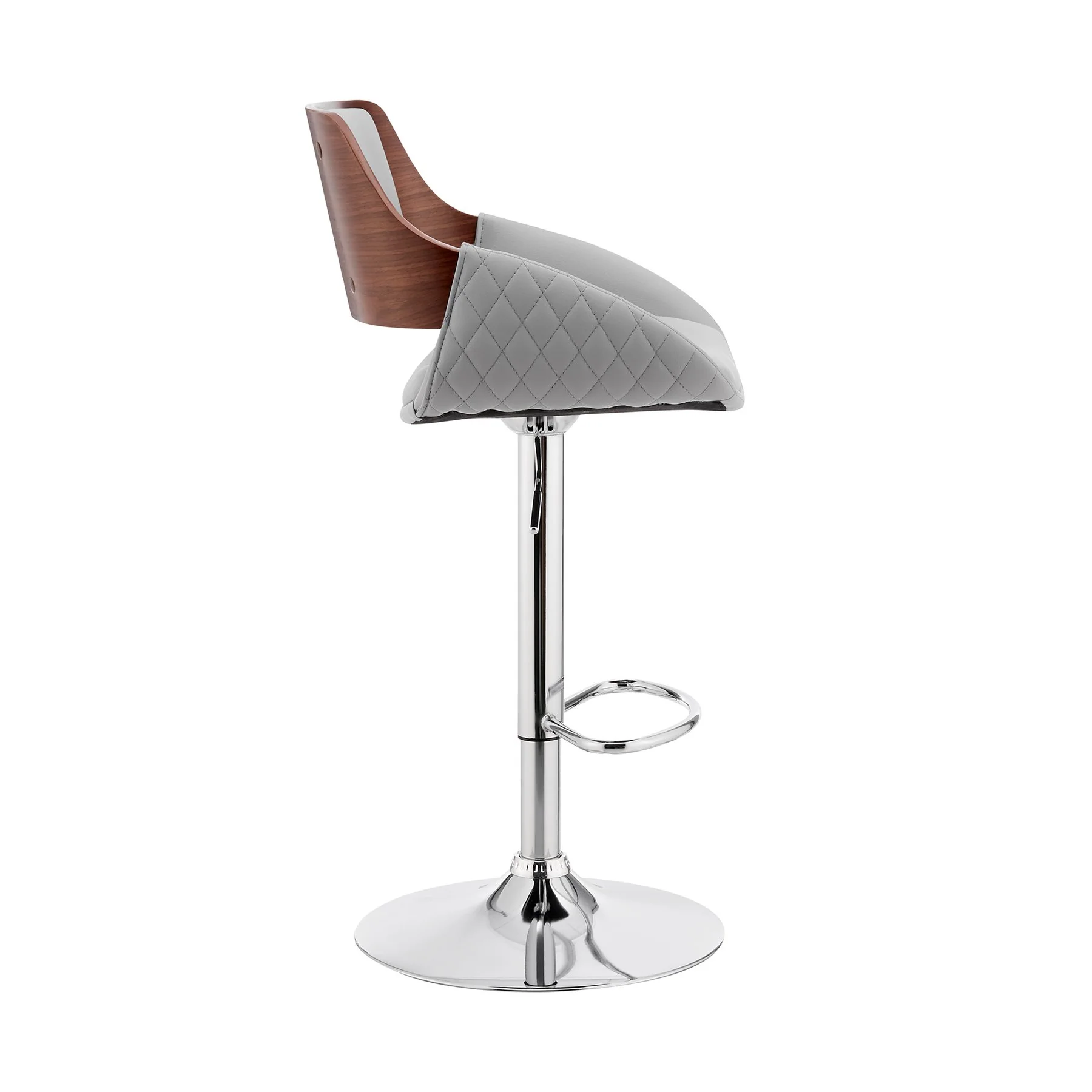 Colby Adjustable Gray Faux Leather and Chrome Finish Bar Stool - Image 3