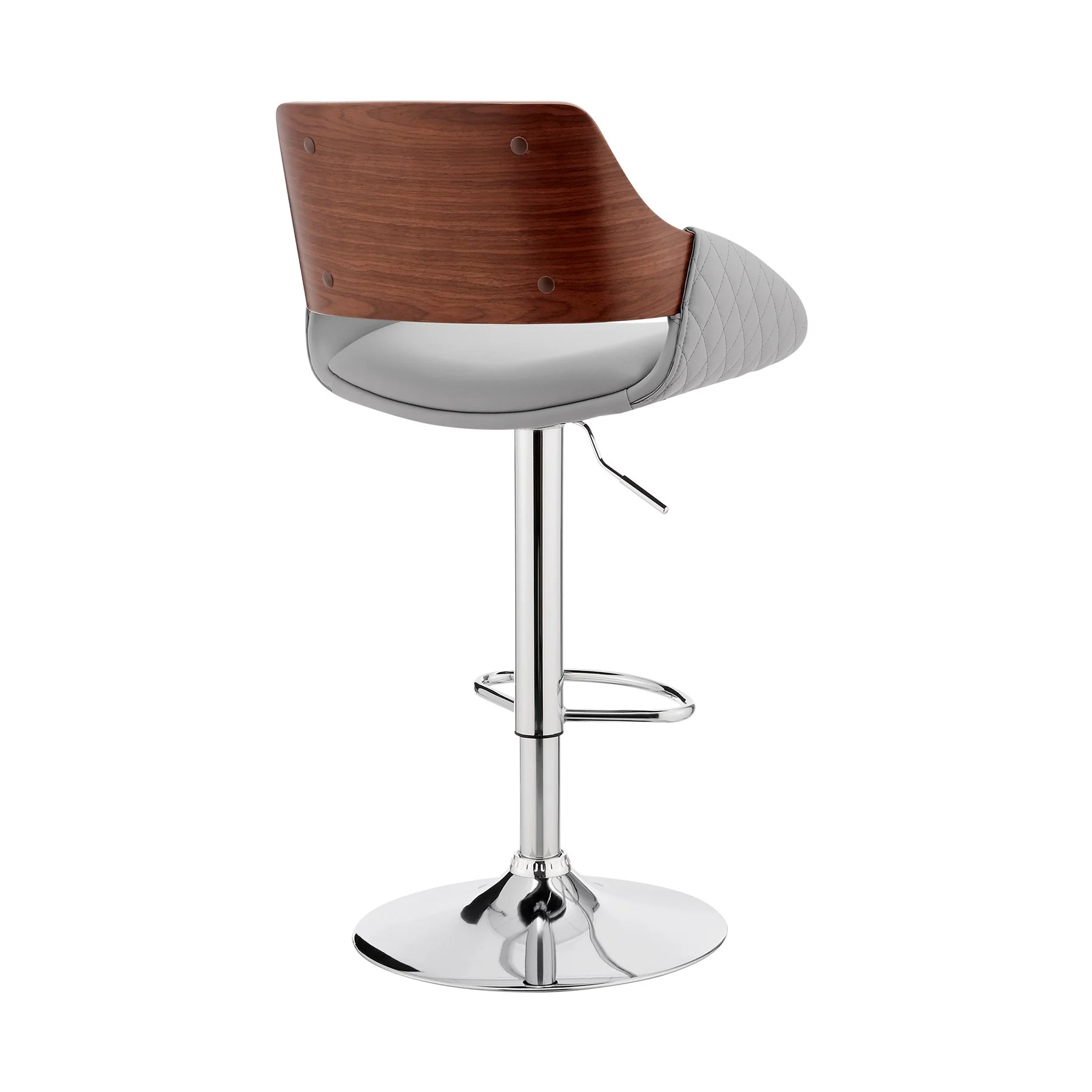 Colby Adjustable Gray Faux Leather and Chrome Finish Bar Stool - Image 4