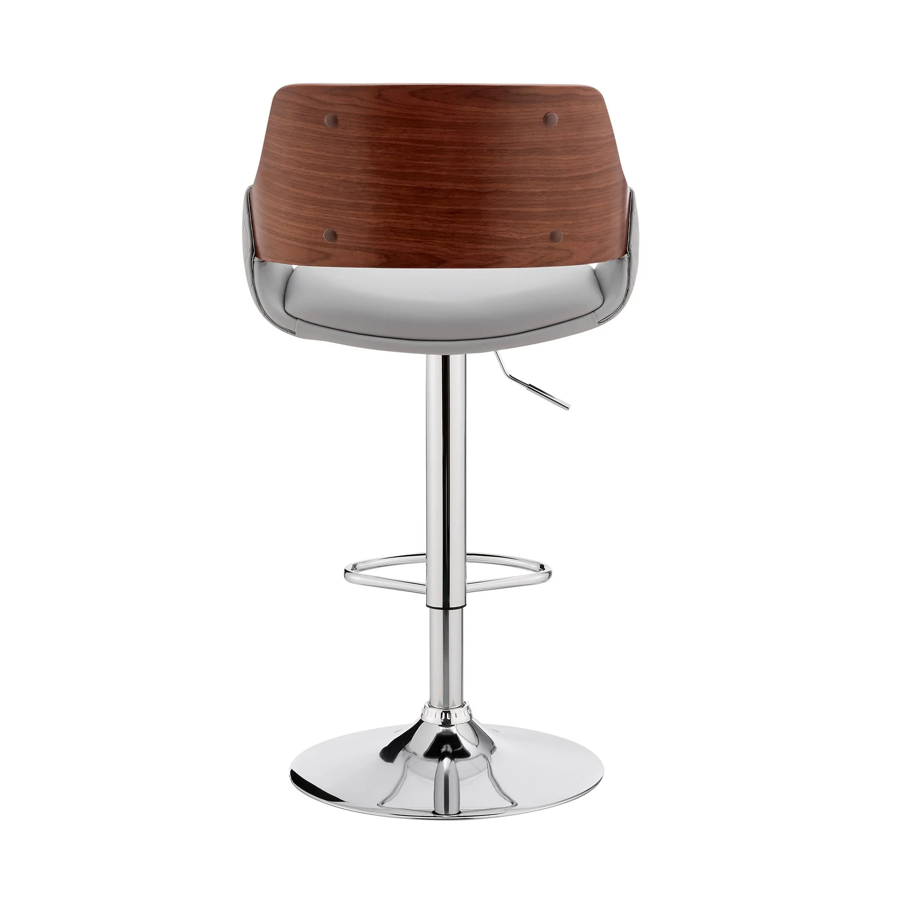 Colby Adjustable Gray Faux Leather and Chrome Finish Bar Stool - Image 5