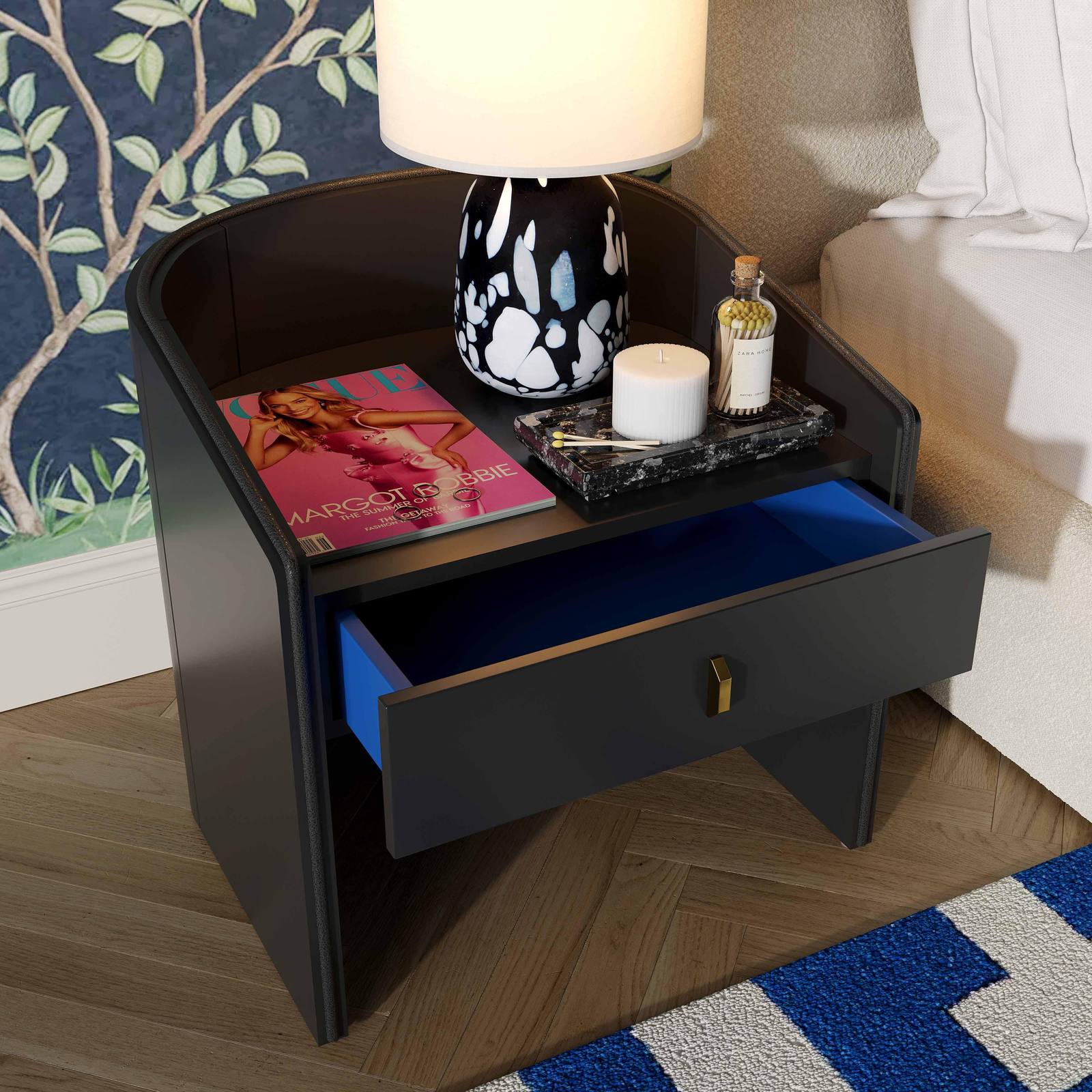 Collins Black Lacquer Nightstand - Image 2