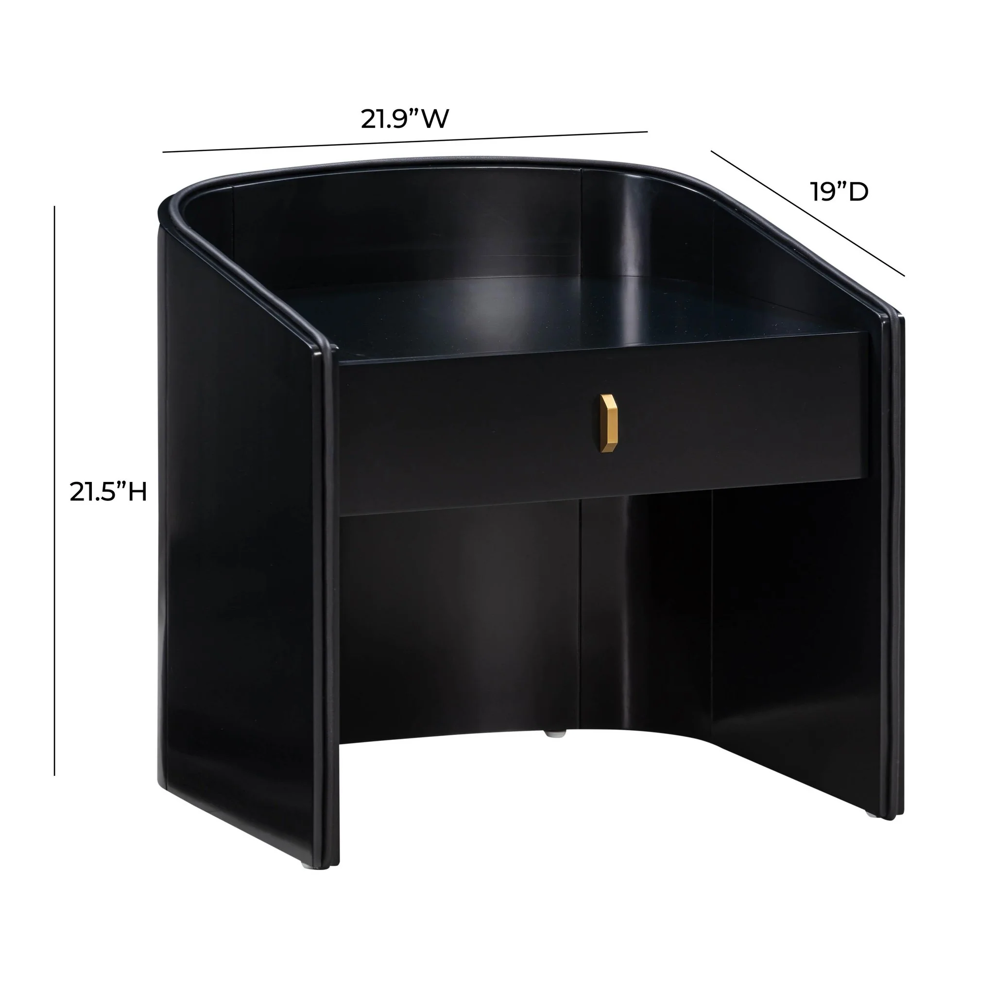 Collins Black Lacquer Nightstand - Image 8